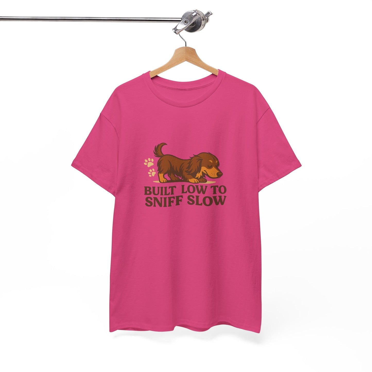 Built Low to Sniff Slow Unisex Heavy Cotton Tee - Cute Pet Shirt, Animal Tee, Dog Dad Apparel, Gift for Dog Owners