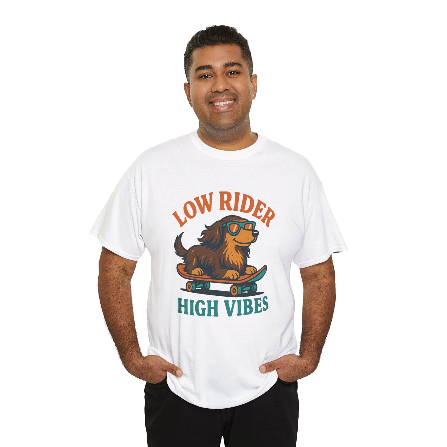 Low Rider High Vibes Dachshund Tee – Cool Dog Skateboard Shirt for Pet Lovers