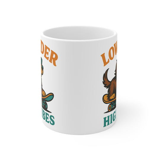 Low Rider High Vibes Mug – Skateboarding Dachshund Coffee Cup