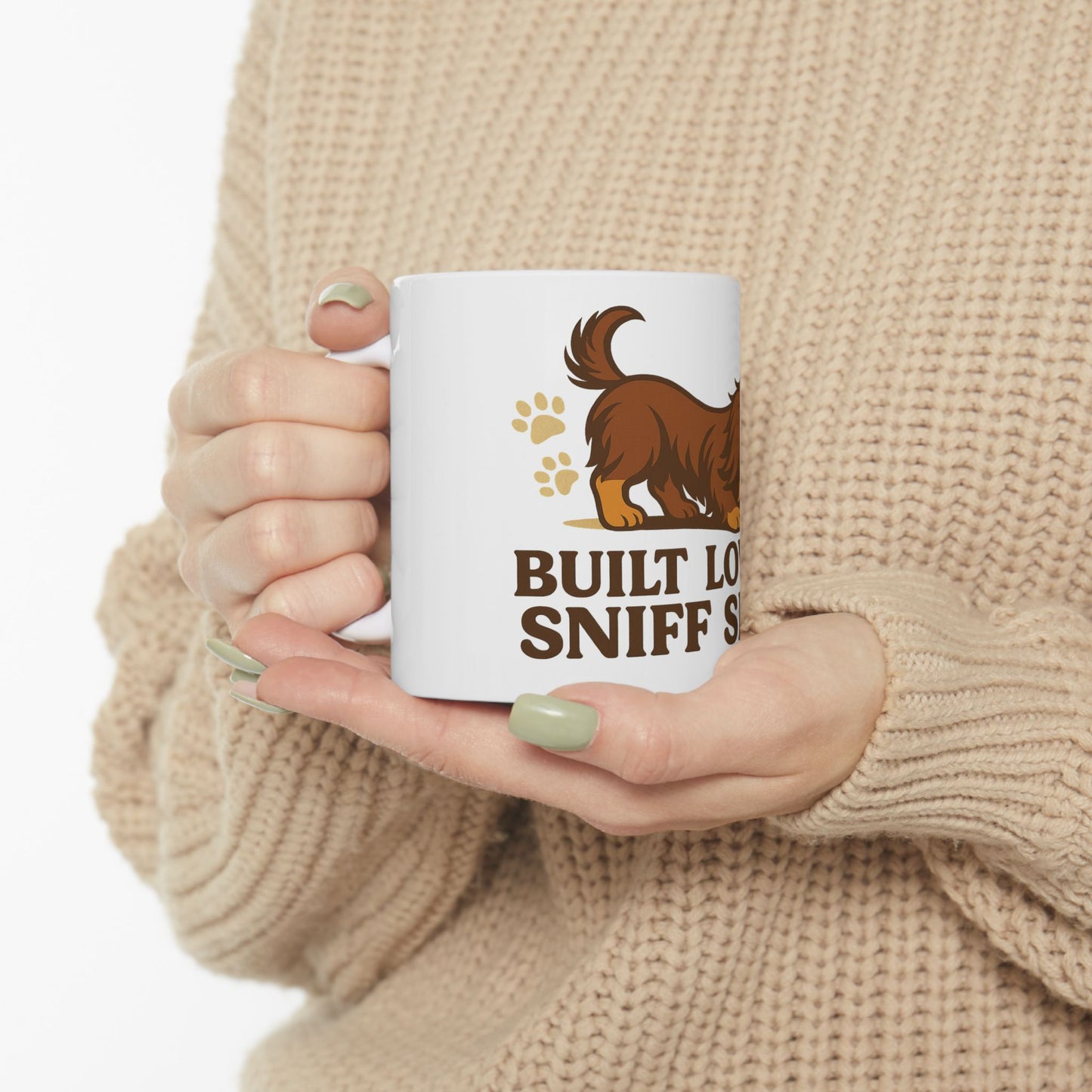 Dog Lover's Ceramic Mug - Built Low to Sniff Slow, Perfect for Pet Owners, Dog Gifts, Cute Coffee Cup, Animal Lover's Mug