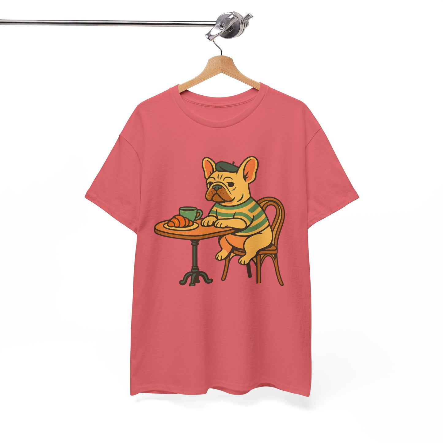 Bonjour Bark – French Bulldog Café Vibes, Vintage-Inspired Coffee Dog Tee, Perfect for Dog Lovers, Cafes, Birthdays, and Everyday Comfort, Unisex Cotton Shirt, Cute and Whimsical