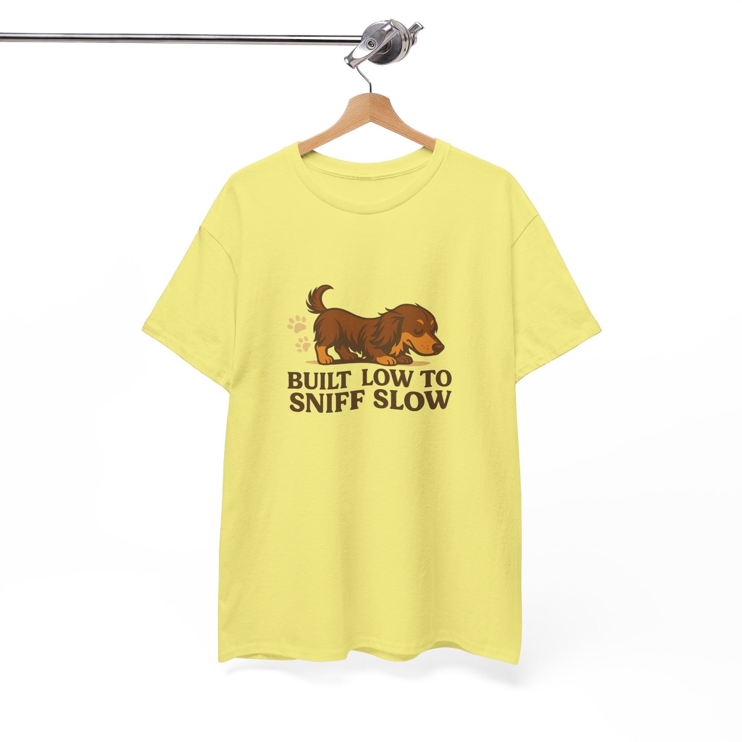 Built Low to Sniff Slow Unisex Heavy Cotton Tee - Cute Pet Shirt, Animal Tee, Dog Dad Apparel, Gift for Dog Owners