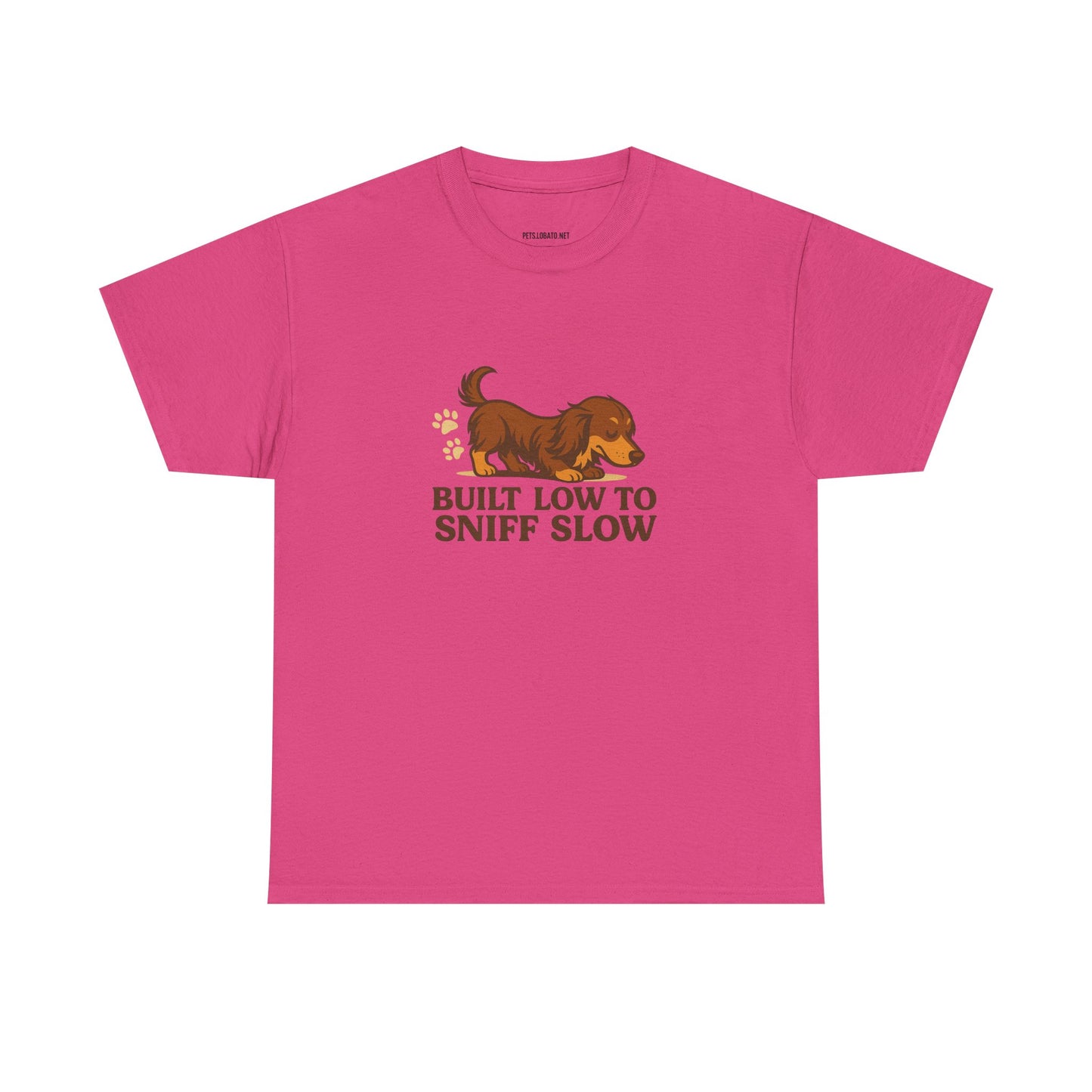 Built Low to Sniff Slow Unisex Heavy Cotton Tee - Cute Pet Shirt, Animal Tee, Dog Dad Apparel, Gift for Dog Owners