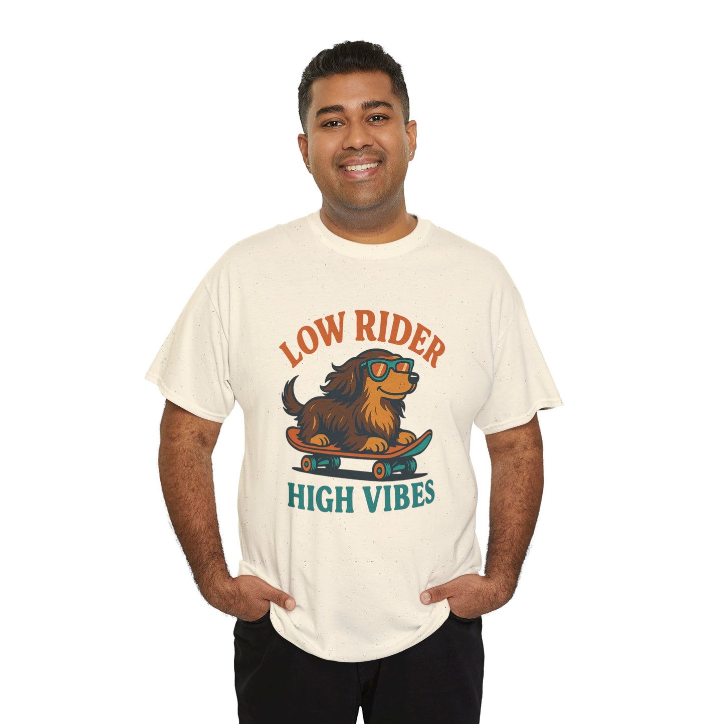Low Rider High Vibes Dachshund Tee – Cool Dog Skateboard Shirt for Pet Lovers