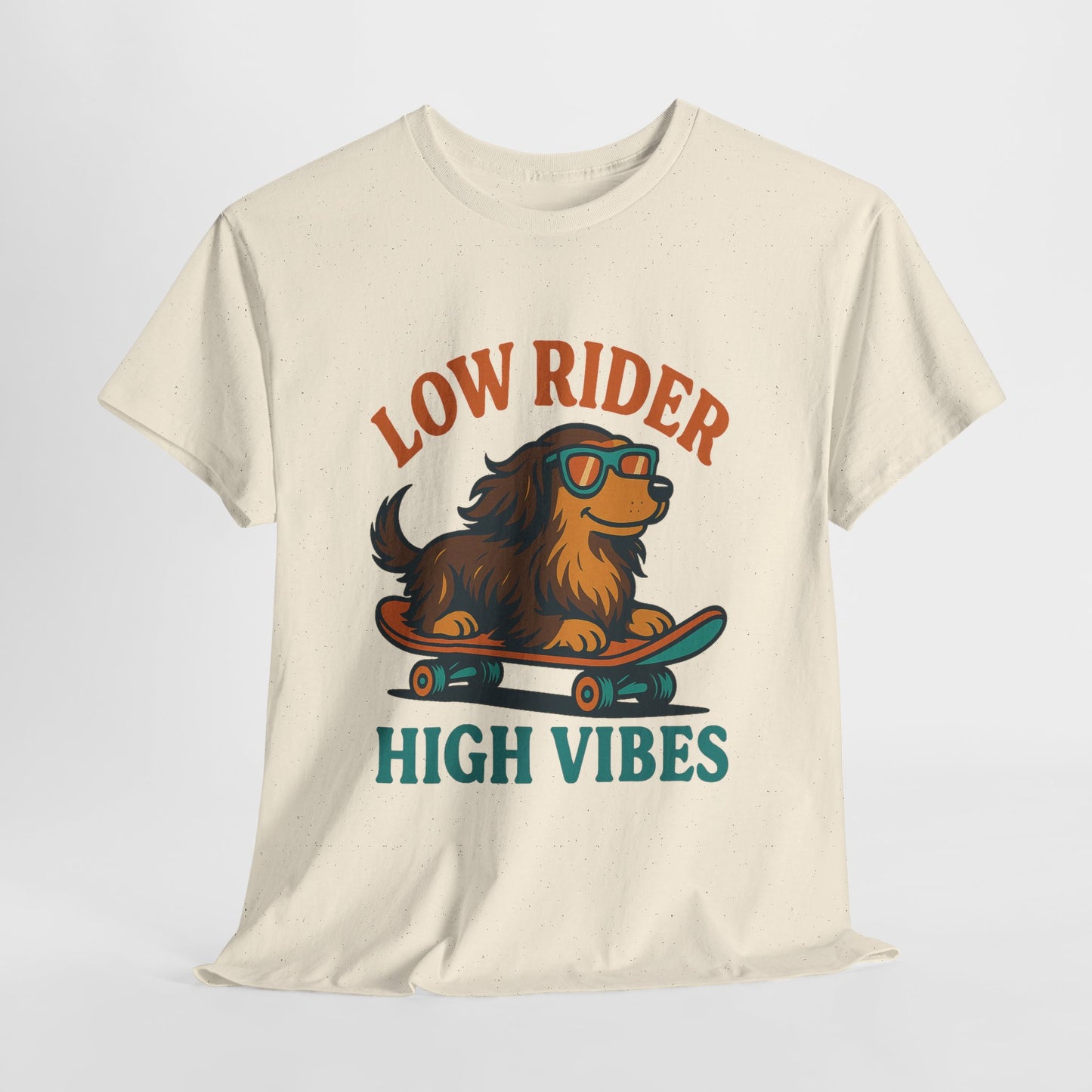 Low Rider High Vibes Dachshund Tee – Cool Dog Skateboard Shirt for Pet Lovers