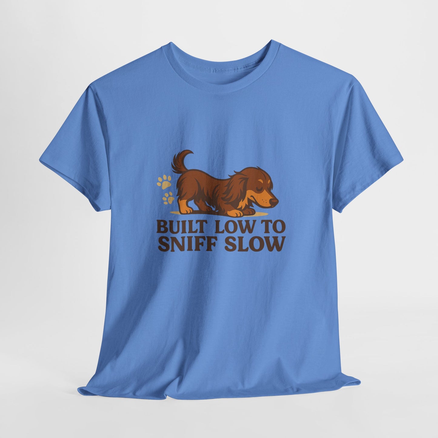 Built Low to Sniff Slow Unisex Heavy Cotton Tee - Cute Pet Shirt, Animal Tee, Dog Dad Apparel, Gift for Dog Owners