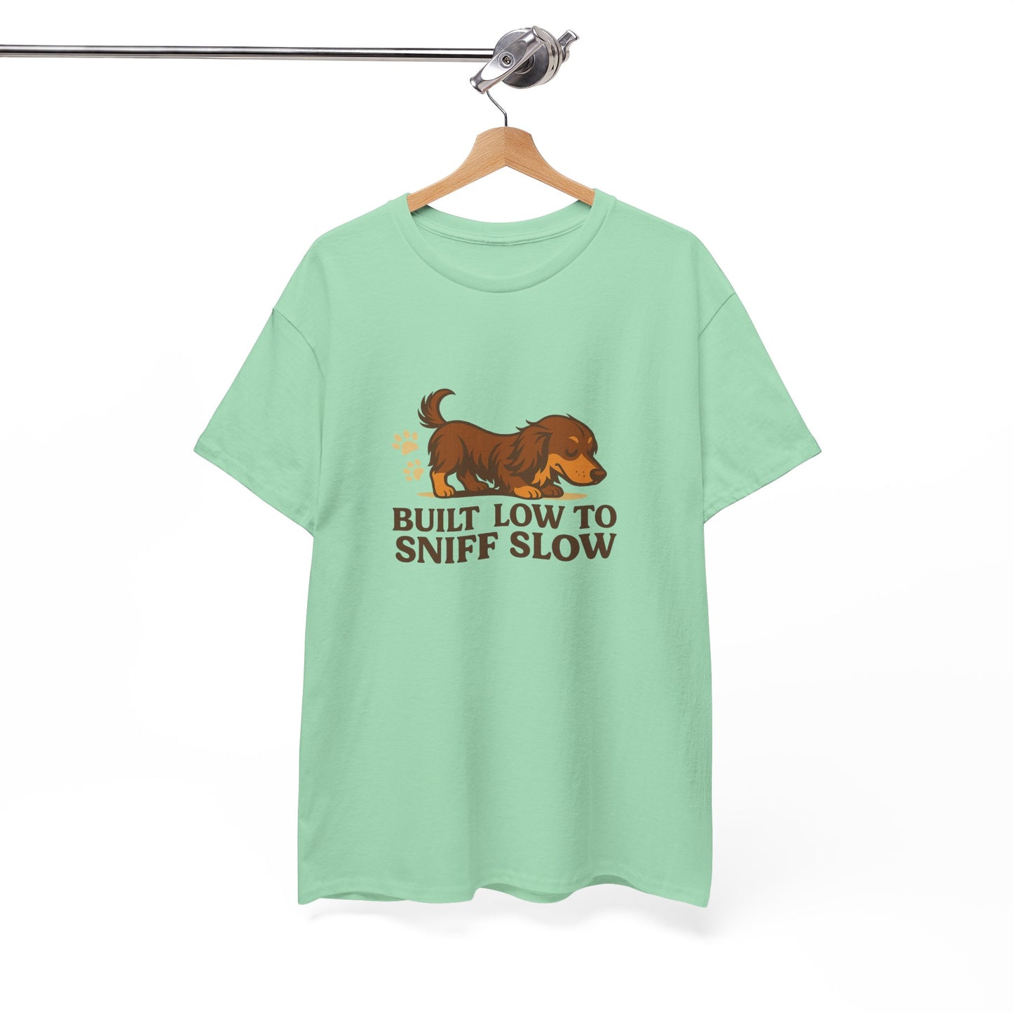 Built Low to Sniff Slow Unisex Heavy Cotton Tee - Cute Pet Shirt, Animal Tee, Dog Dad Apparel, Gift for Dog Owners