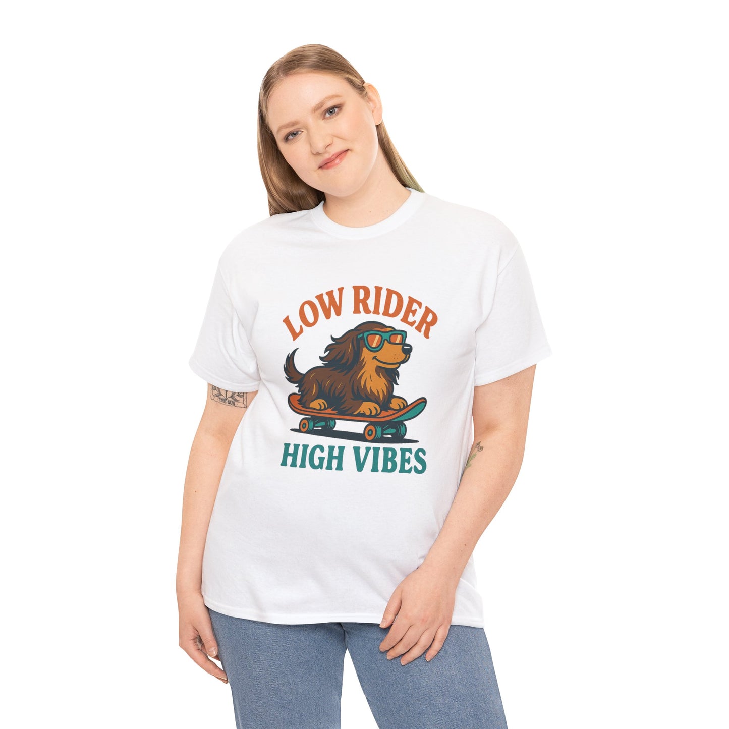 Low Rider High Vibes Dachshund Tee – Cool Dog Skateboard Shirt for Pet Lovers