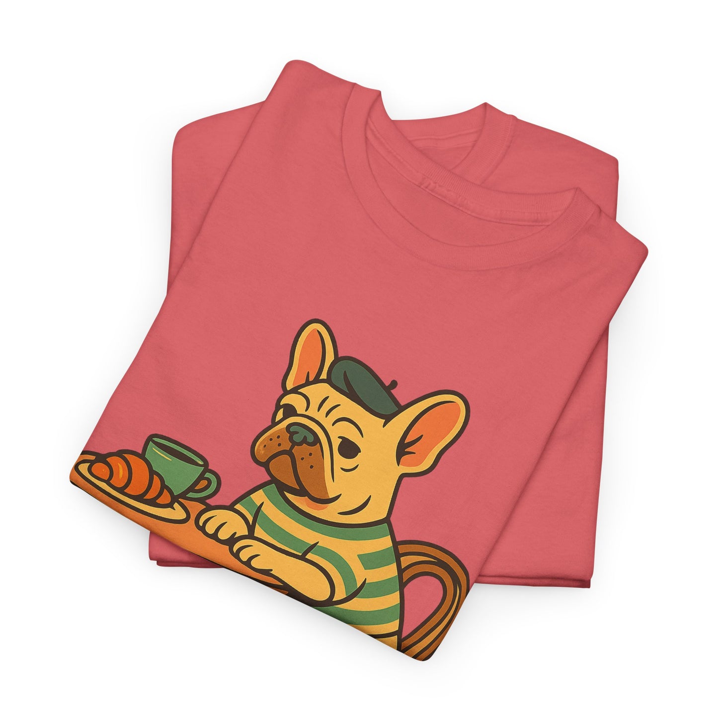 Bonjour Bark – French Bulldog Café Vibes, Vintage-Inspired Coffee Dog Tee, Perfect for Dog Lovers, Cafes, Birthdays, and Everyday Comfort, Unisex Cotton Shirt, Cute and Whimsical