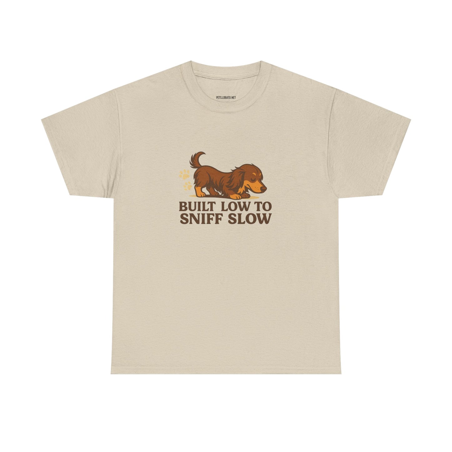 Built Low to Sniff Slow Unisex Heavy Cotton Tee - Cute Pet Shirt, Animal Tee, Dog Dad Apparel, Gift for Dog Owners