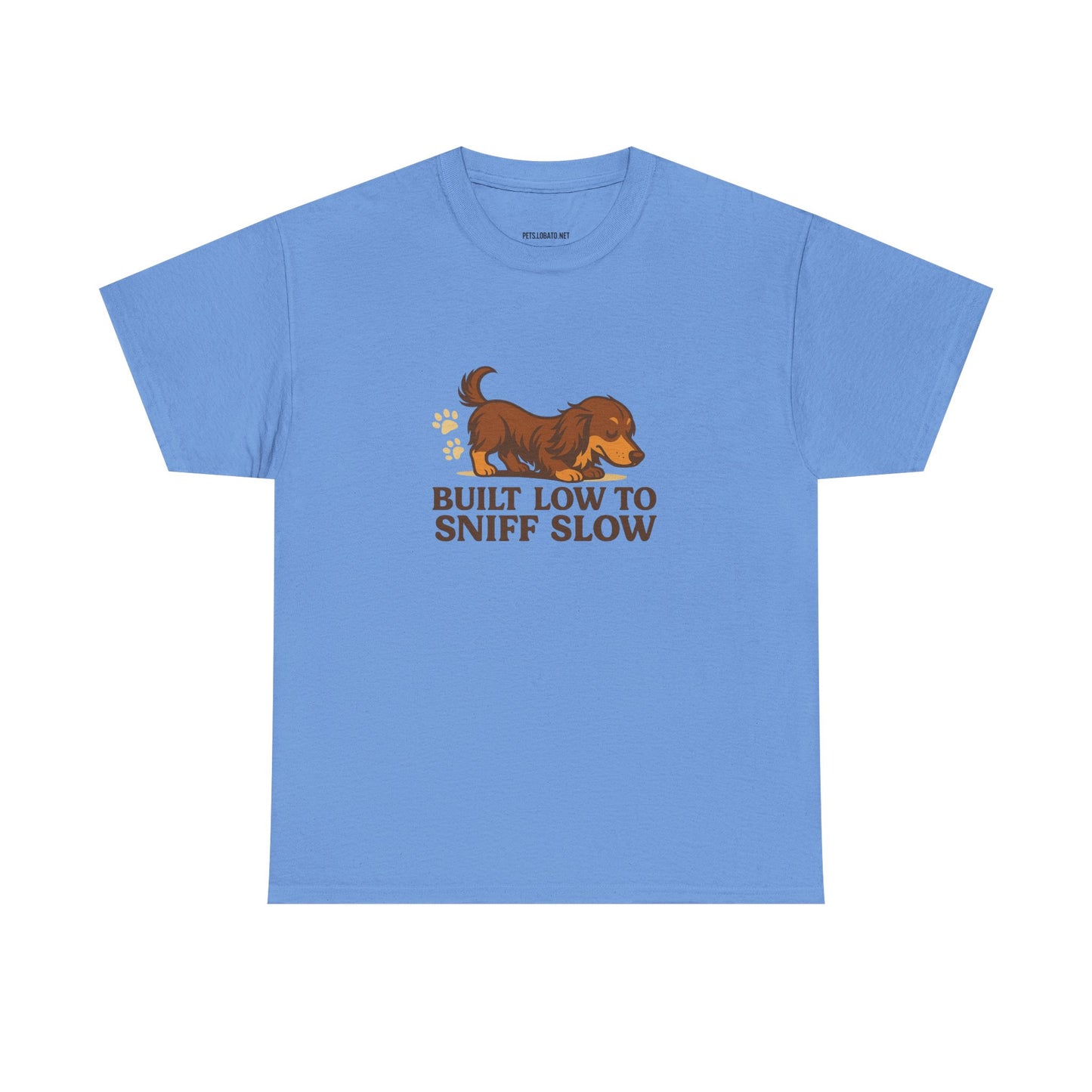 Built Low to Sniff Slow Unisex Heavy Cotton Tee - Cute Pet Shirt, Animal Tee, Dog Dad Apparel, Gift for Dog Owners