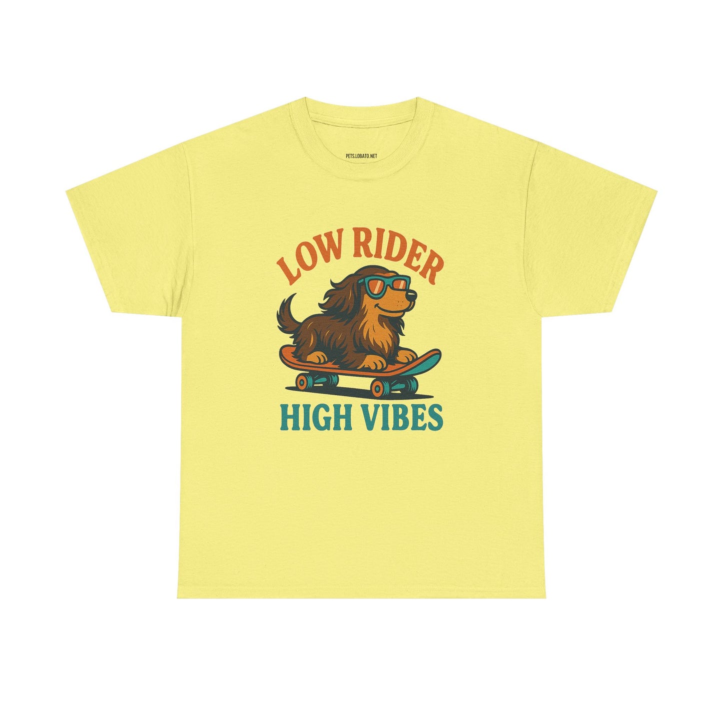Low Rider High Vibes Dachshund Tee – Cool Dog Skateboard Shirt for Pet Lovers