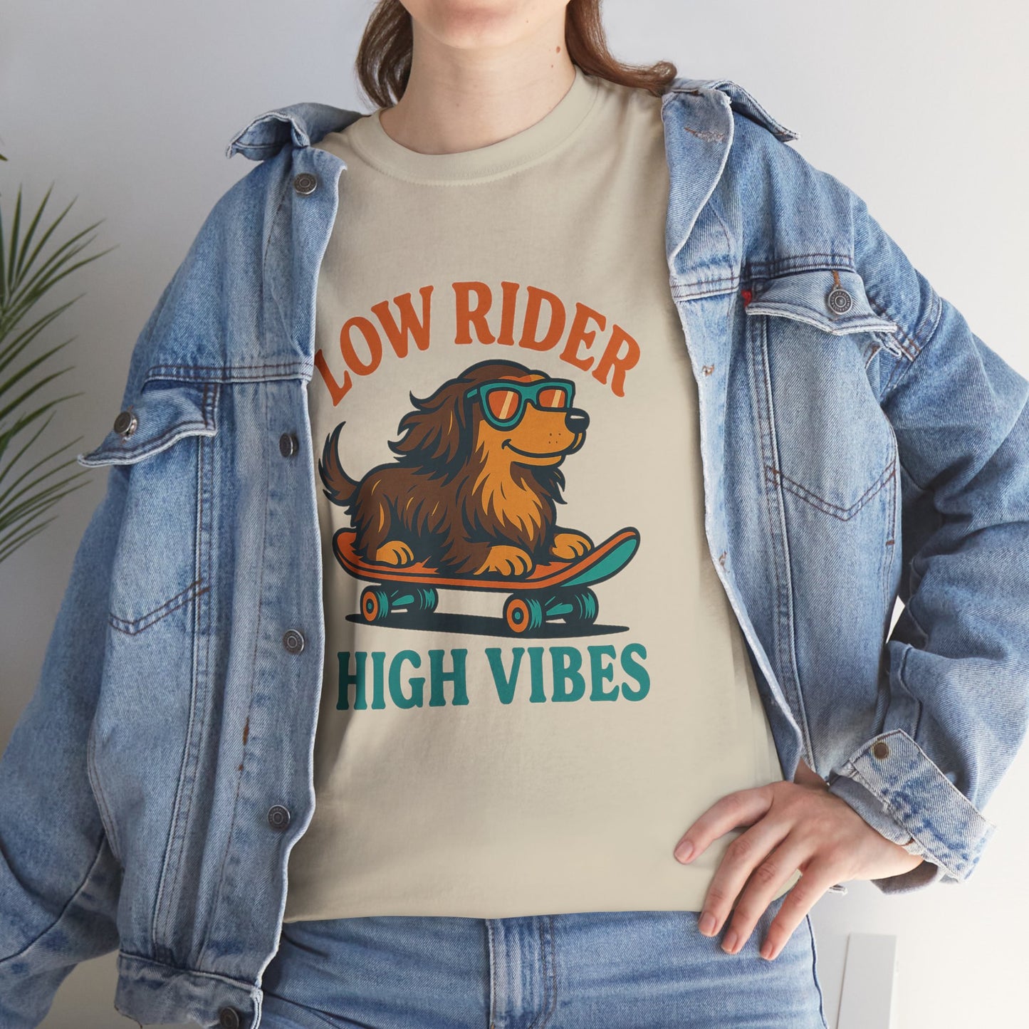 Low Rider High Vibes Dachshund Tee – Cool Dog Skateboard Shirt for Pet Lovers