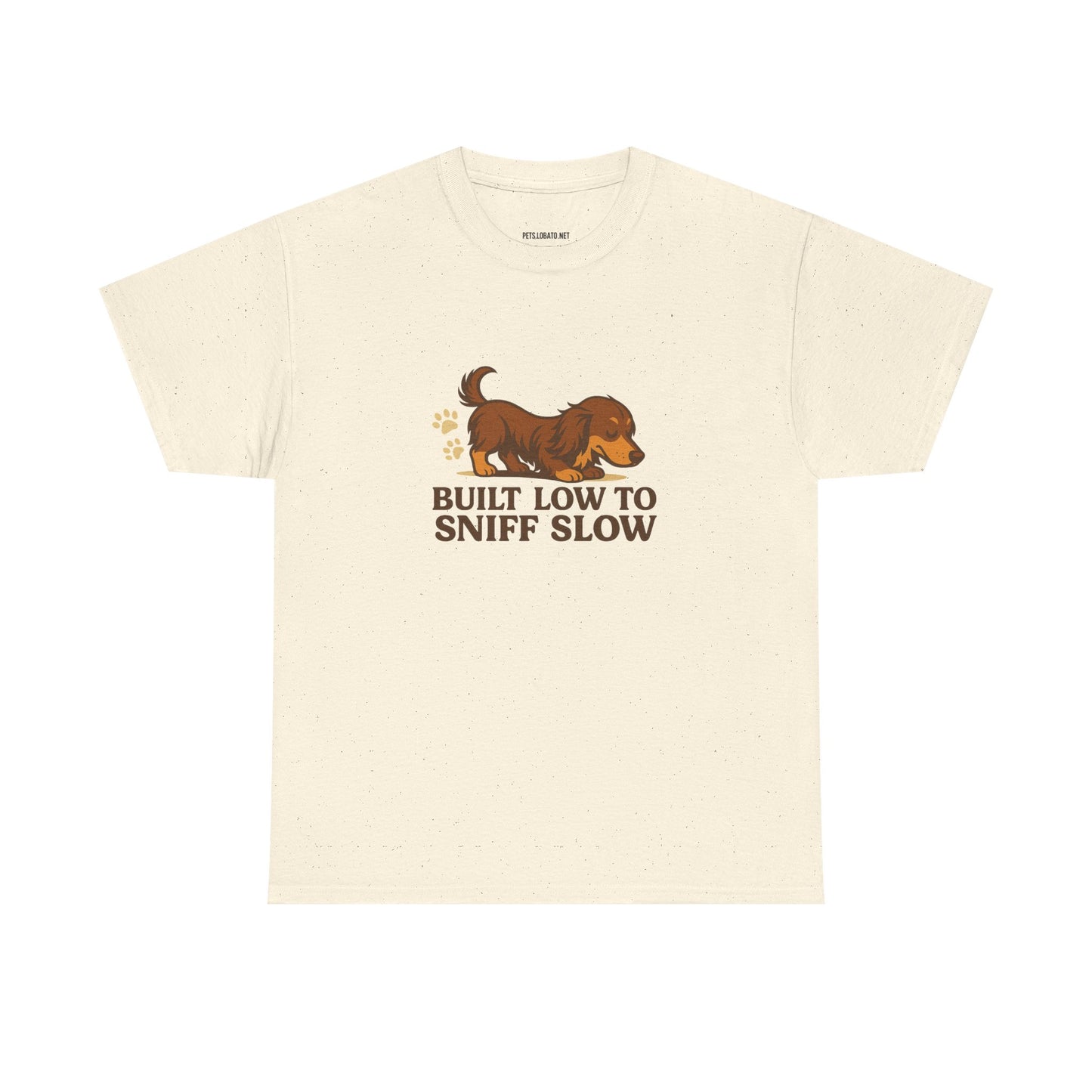 Built Low to Sniff Slow Unisex Heavy Cotton Tee - Cute Pet Shirt, Animal Tee, Dog Dad Apparel, Gift for Dog Owners