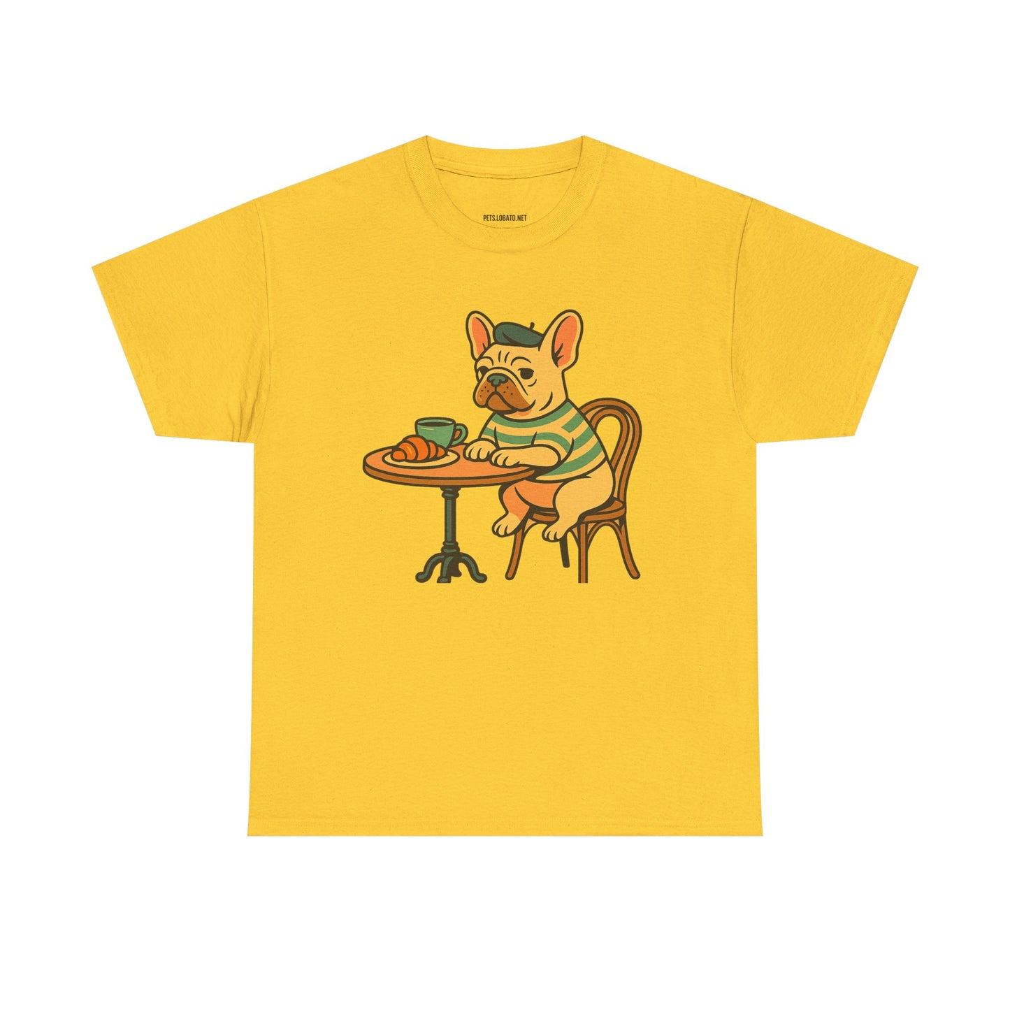 Bonjour Bark – French Bulldog Café Vibes, Vintage-Inspired Coffee Dog Tee, Perfect for Dog Lovers, Cafes, Birthdays, and Everyday Comfort, Unisex Cotton Shirt, Cute and Whimsical