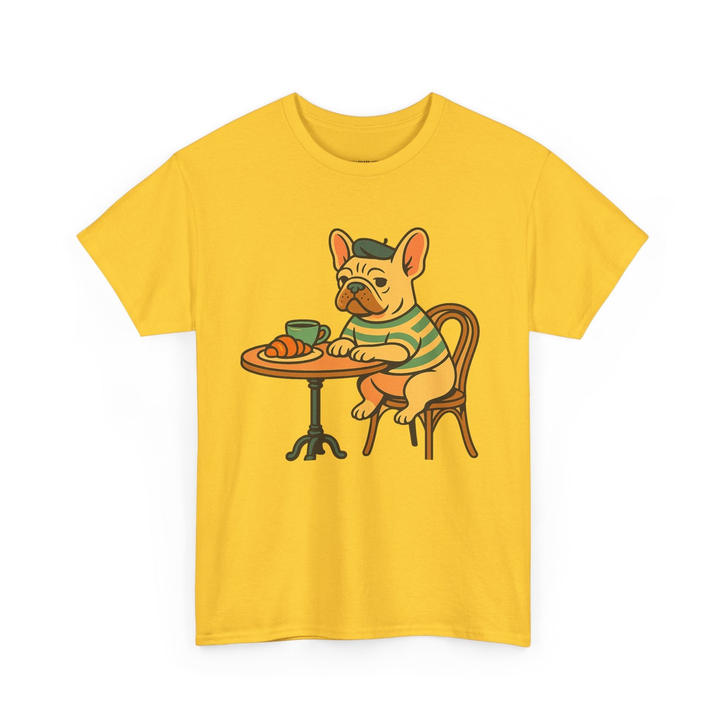 Bonjour Bark – French Bulldog Café Vibes, Vintage-Inspired Coffee Dog Tee, Perfect for Dog Lovers, Cafes, Birthdays, and Everyday Comfort, Unisex Cotton Shirt, Cute and Whimsical