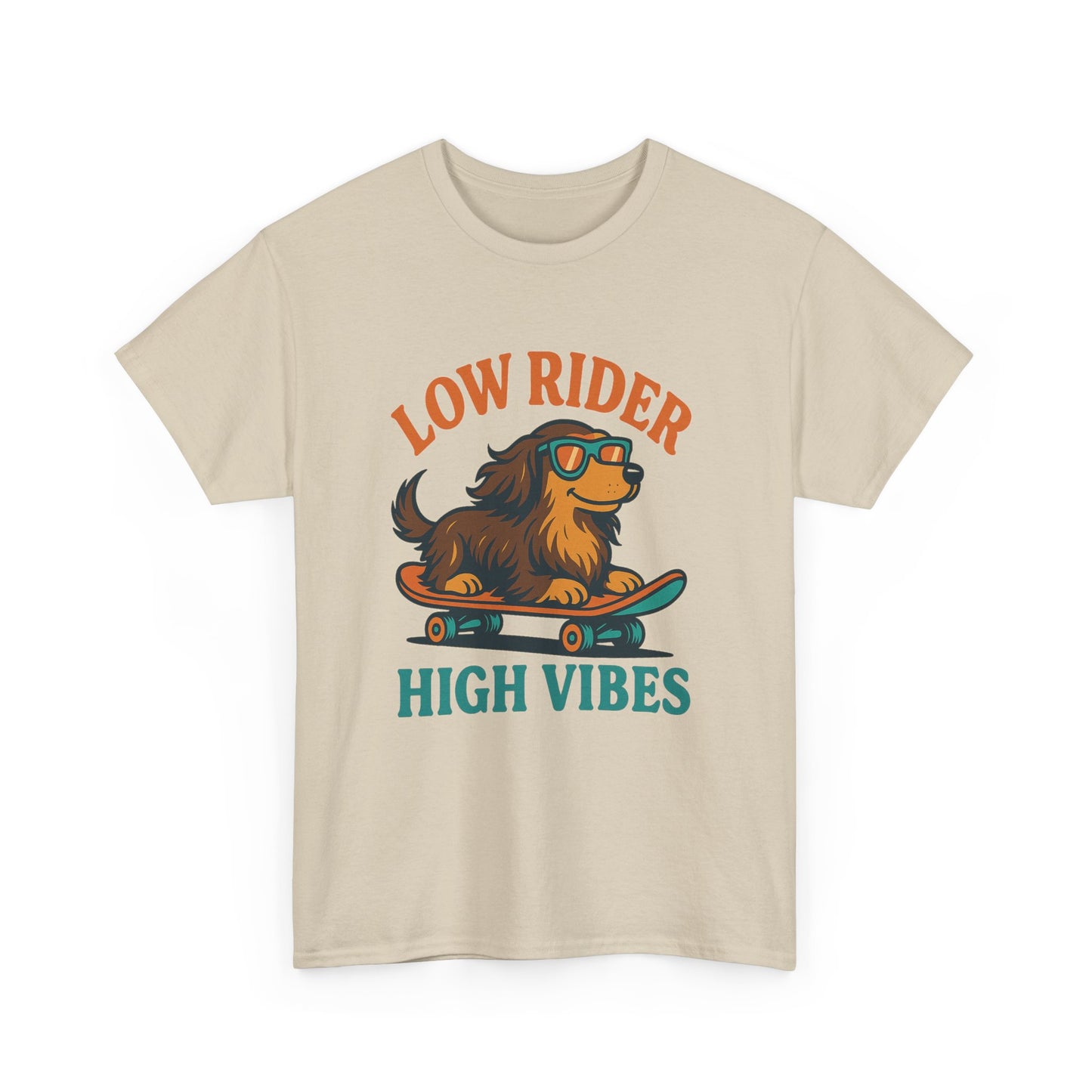 Low Rider High Vibes Dachshund Tee – Cool Dog Skateboard Shirt for Pet Lovers