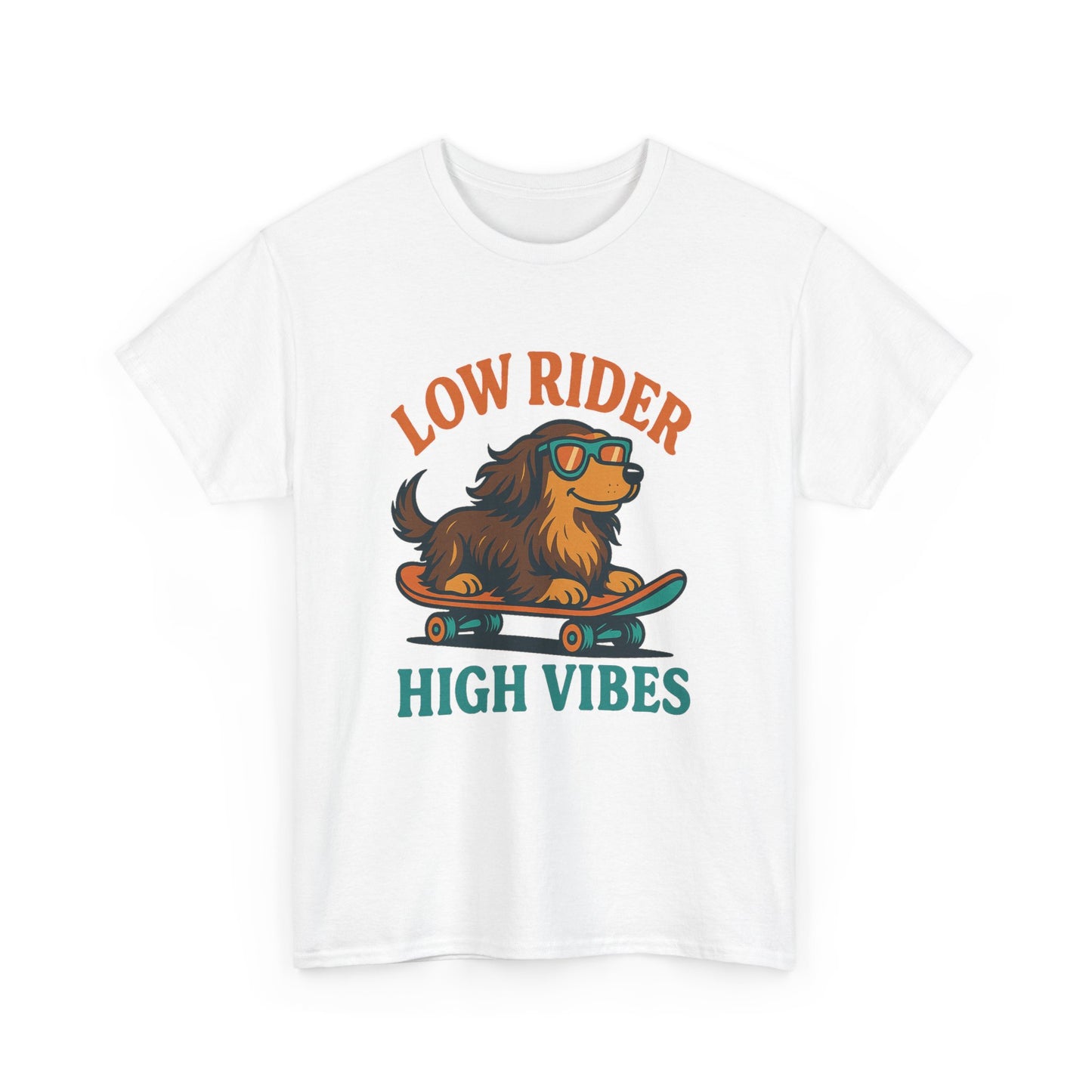 Low Rider High Vibes Dachshund Tee – Cool Dog Skateboard Shirt for Pet Lovers
