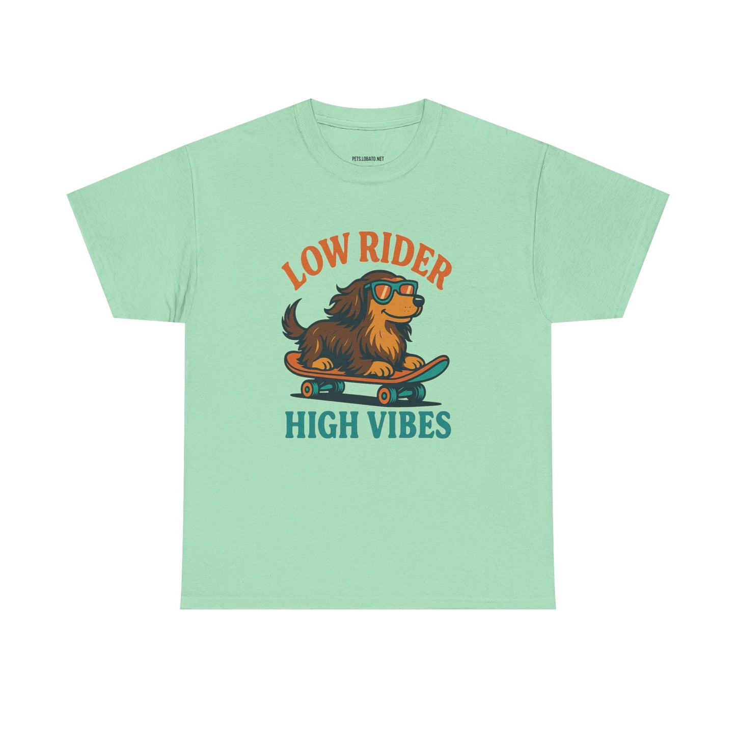Low Rider High Vibes Dachshund Tee – Cool Dog Skateboard Shirt for Pet Lovers