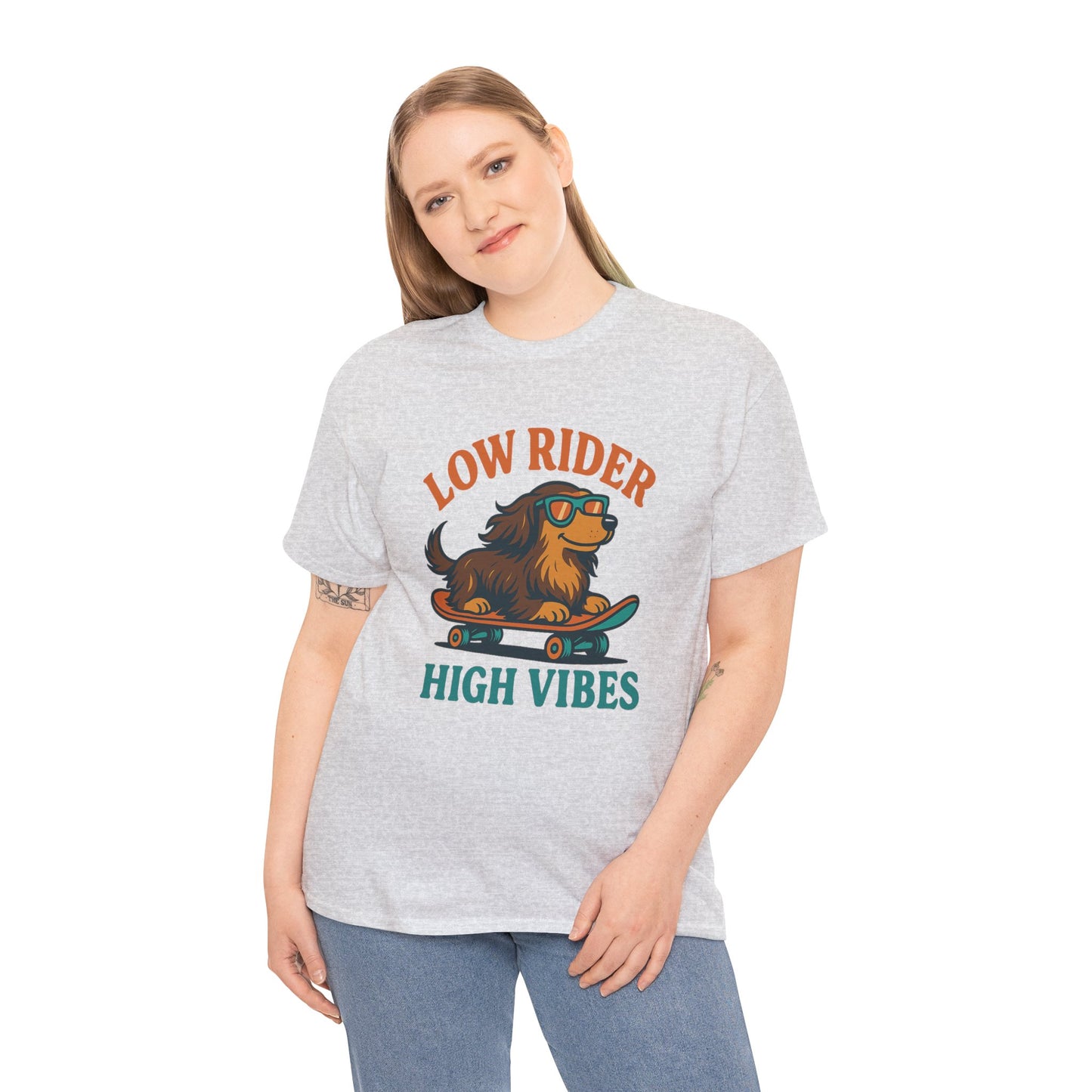 Low Rider High Vibes Dachshund Tee – Cool Dog Skateboard Shirt for Pet Lovers