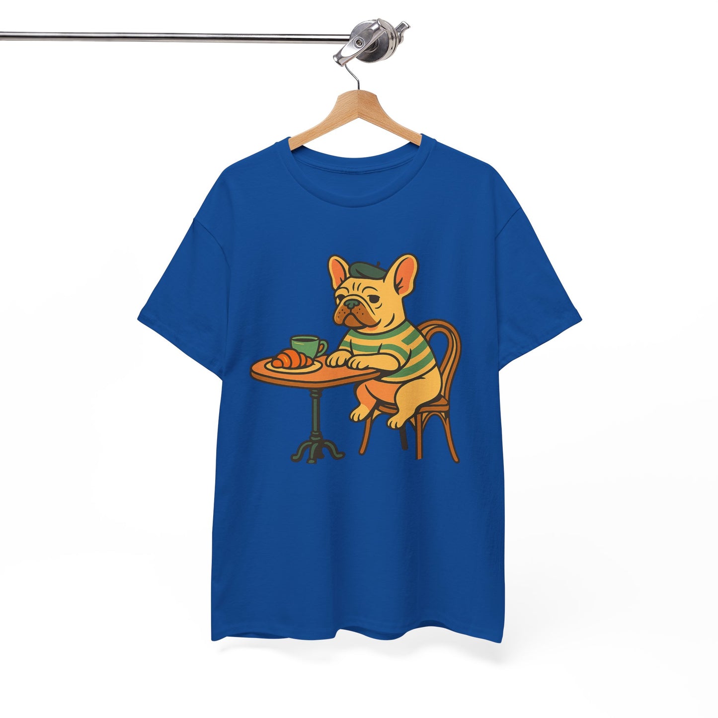 Bonjour Bark – French Bulldog Café Vibes, Vintage-Inspired Coffee Dog Tee, Perfect for Dog Lovers, Cafes, Birthdays, and Everyday Comfort, Unisex Cotton Shirt, Cute and Whimsical