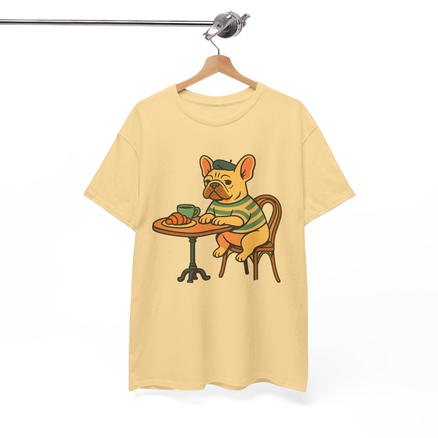 Bonjour Bark – French Bulldog Café Vibes, Vintage-Inspired Coffee Dog Tee, Perfect for Dog Lovers, Cafes, Birthdays, and Everyday Comfort, Unisex Cotton Shirt, Cute and Whimsical