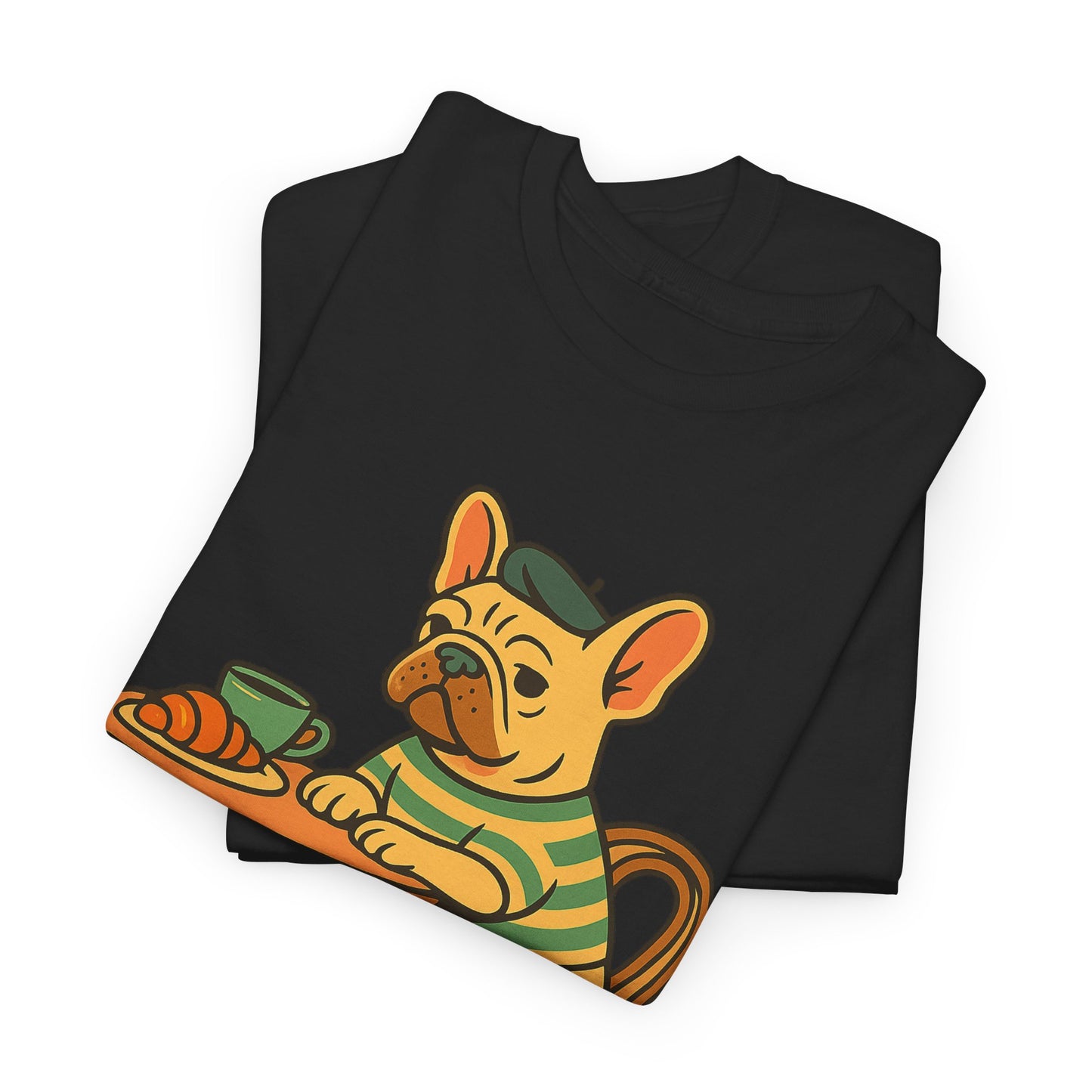Bonjour Bark – French Bulldog Café Vibes, Vintage-Inspired Coffee Dog Tee, Perfect for Dog Lovers, Cafes, Birthdays, and Everyday Comfort, Unisex Cotton Shirt, Cute and Whimsical
