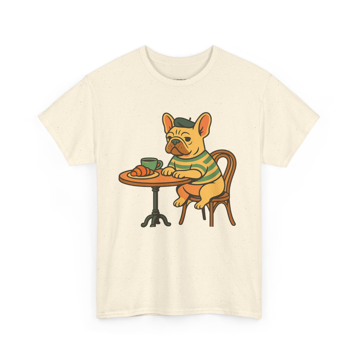 Bonjour Bark – French Bulldog Café Vibes, Vintage-Inspired Coffee Dog Tee, Perfect for Dog Lovers, Cafes, Birthdays, and Everyday Comfort, Unisex Cotton Shirt, Cute and Whimsical