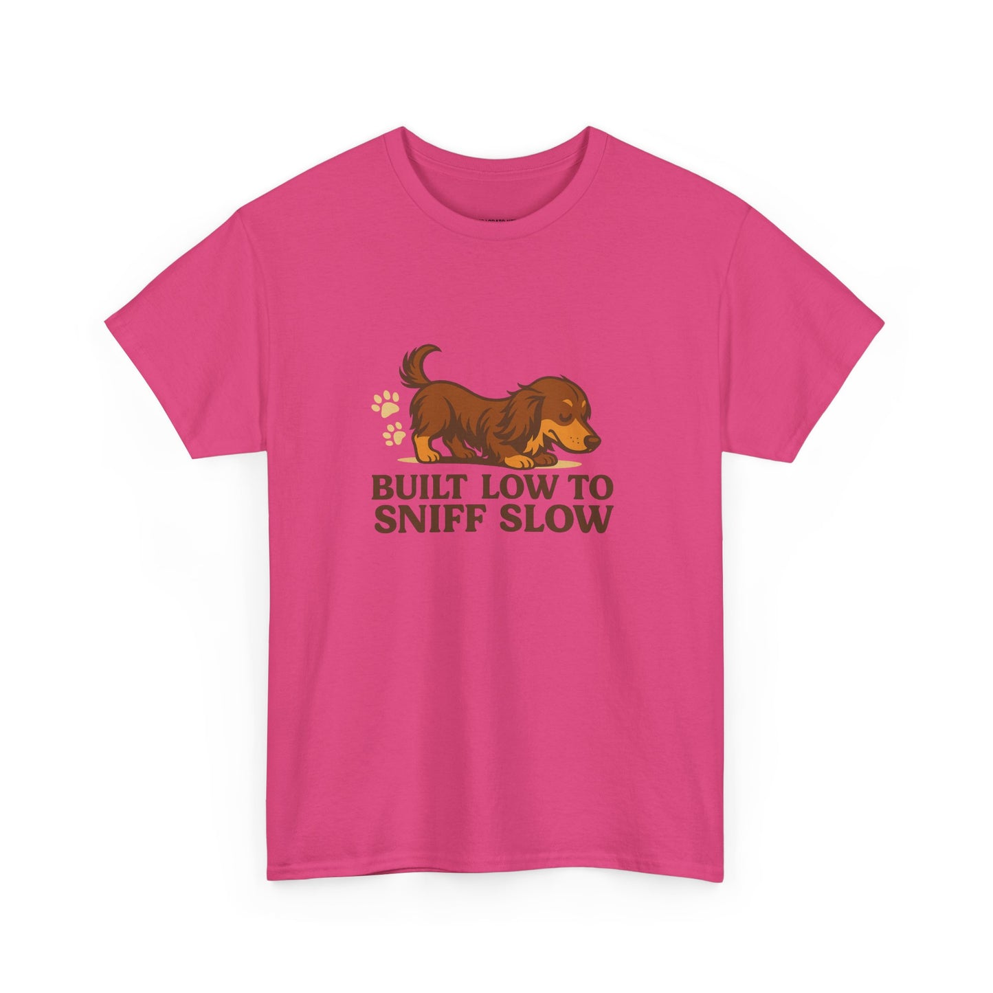 Built Low to Sniff Slow Unisex Heavy Cotton Tee - Cute Pet Shirt, Animal Tee, Dog Dad Apparel, Gift for Dog Owners