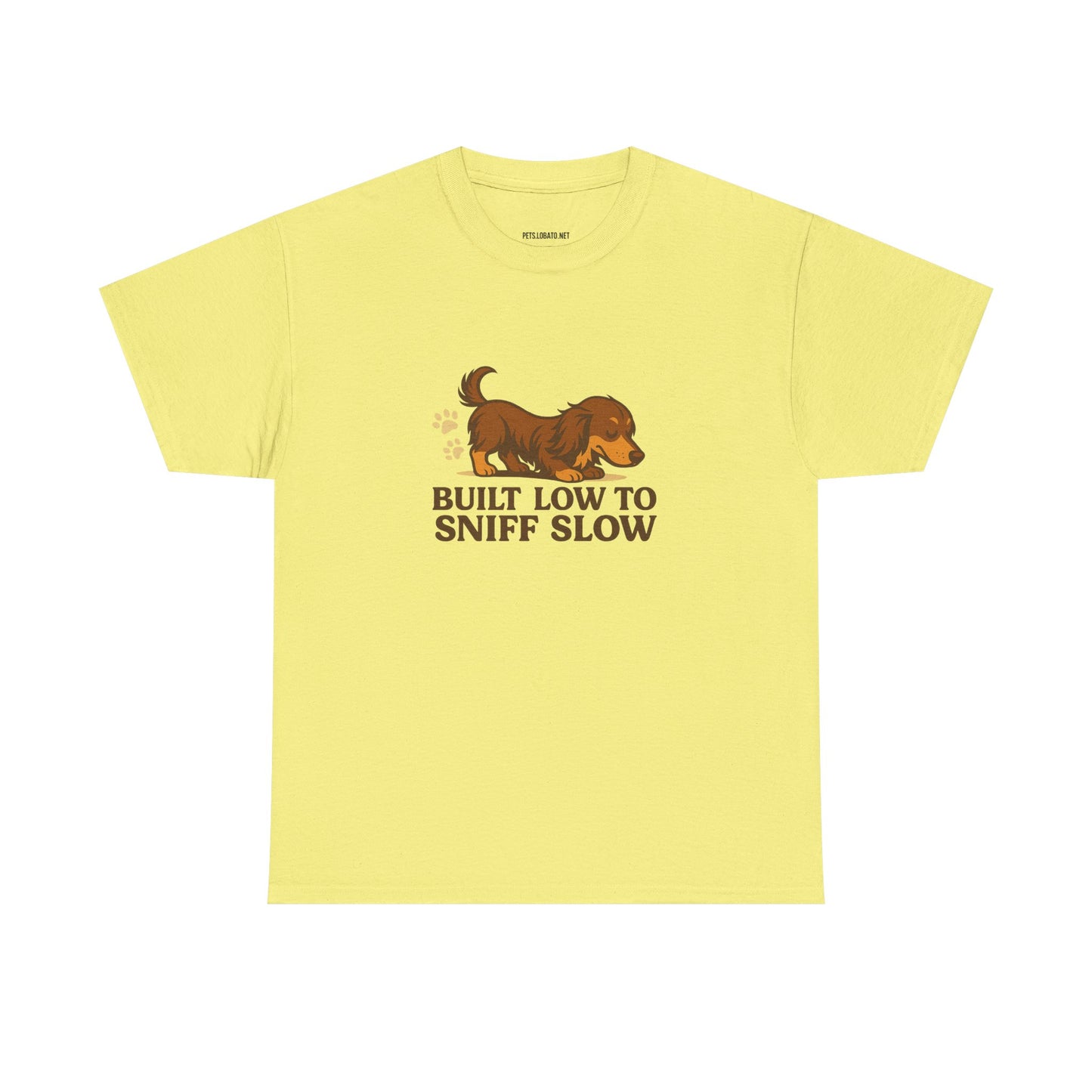Built Low to Sniff Slow Unisex Heavy Cotton Tee - Cute Pet Shirt, Animal Tee, Dog Dad Apparel, Gift for Dog Owners