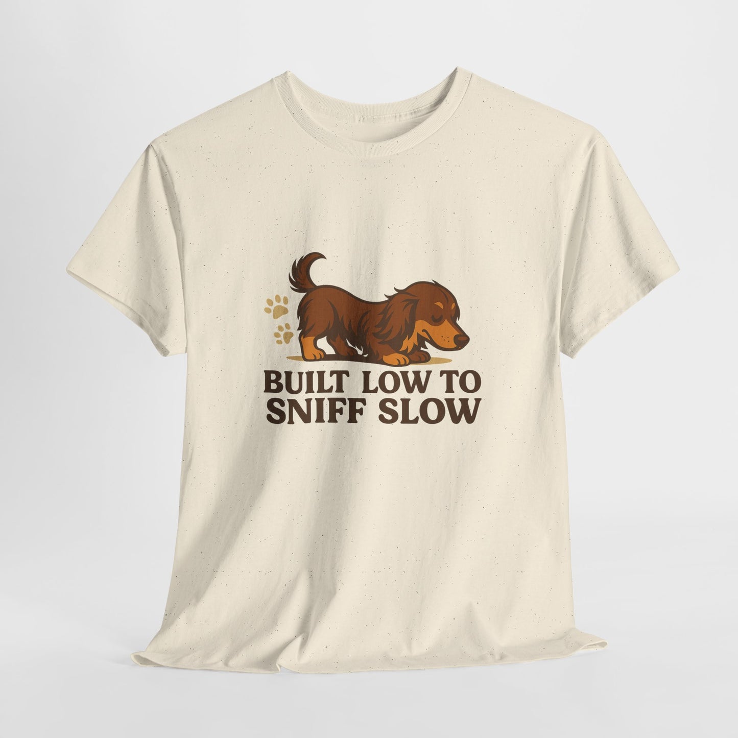 Built Low to Sniff Slow Unisex Heavy Cotton Tee - Cute Pet Shirt, Animal Tee, Dog Dad Apparel, Gift for Dog Owners