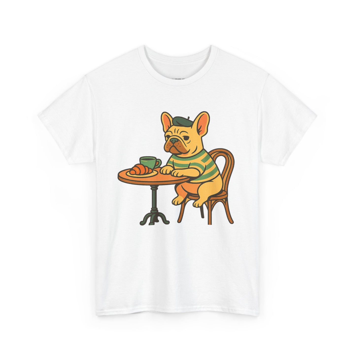 Bonjour Bark – French Bulldog Café Vibes, Vintage-Inspired Coffee Dog Tee, Perfect for Dog Lovers, Cafes, Birthdays, and Everyday Comfort, Unisex Cotton Shirt, Cute and Whimsical
