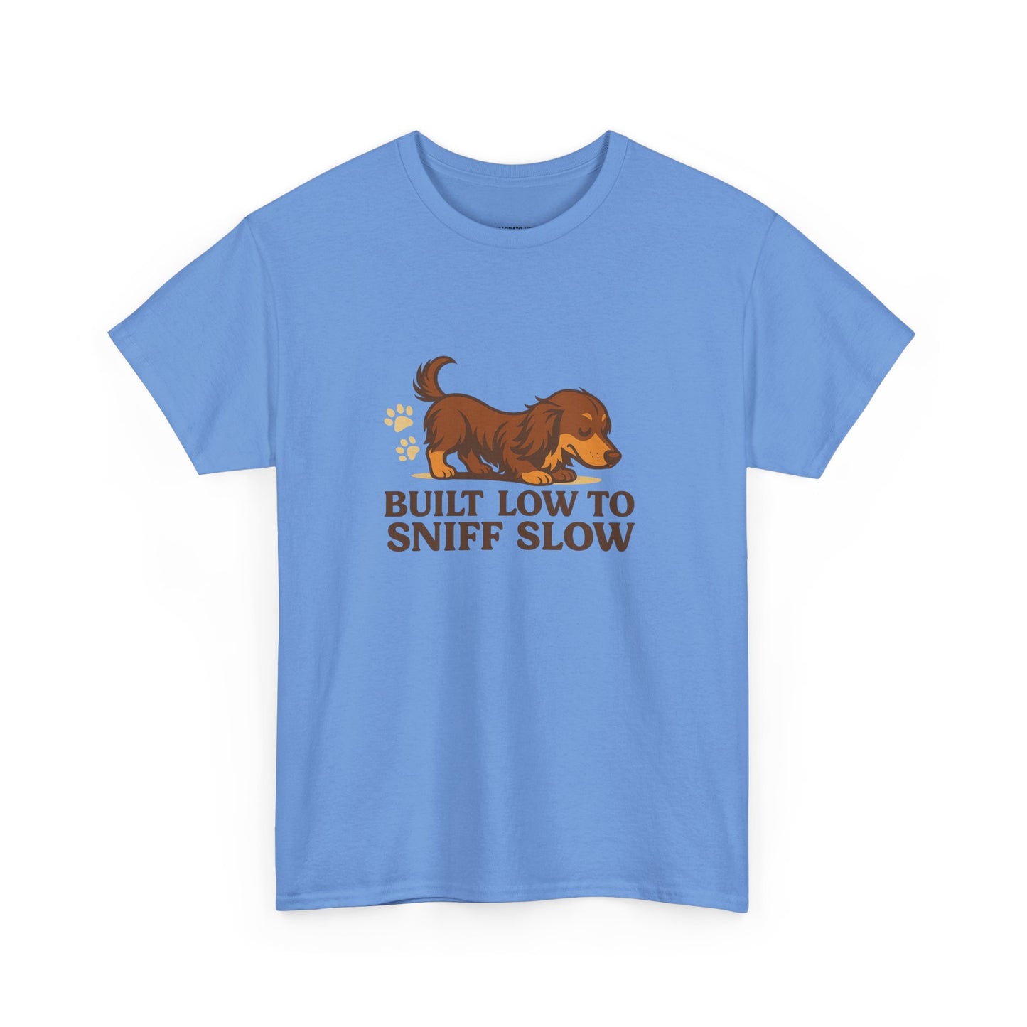 Built Low to Sniff Slow Unisex Heavy Cotton Tee - Cute Pet Shirt, Animal Tee, Dog Dad Apparel, Gift for Dog Owners