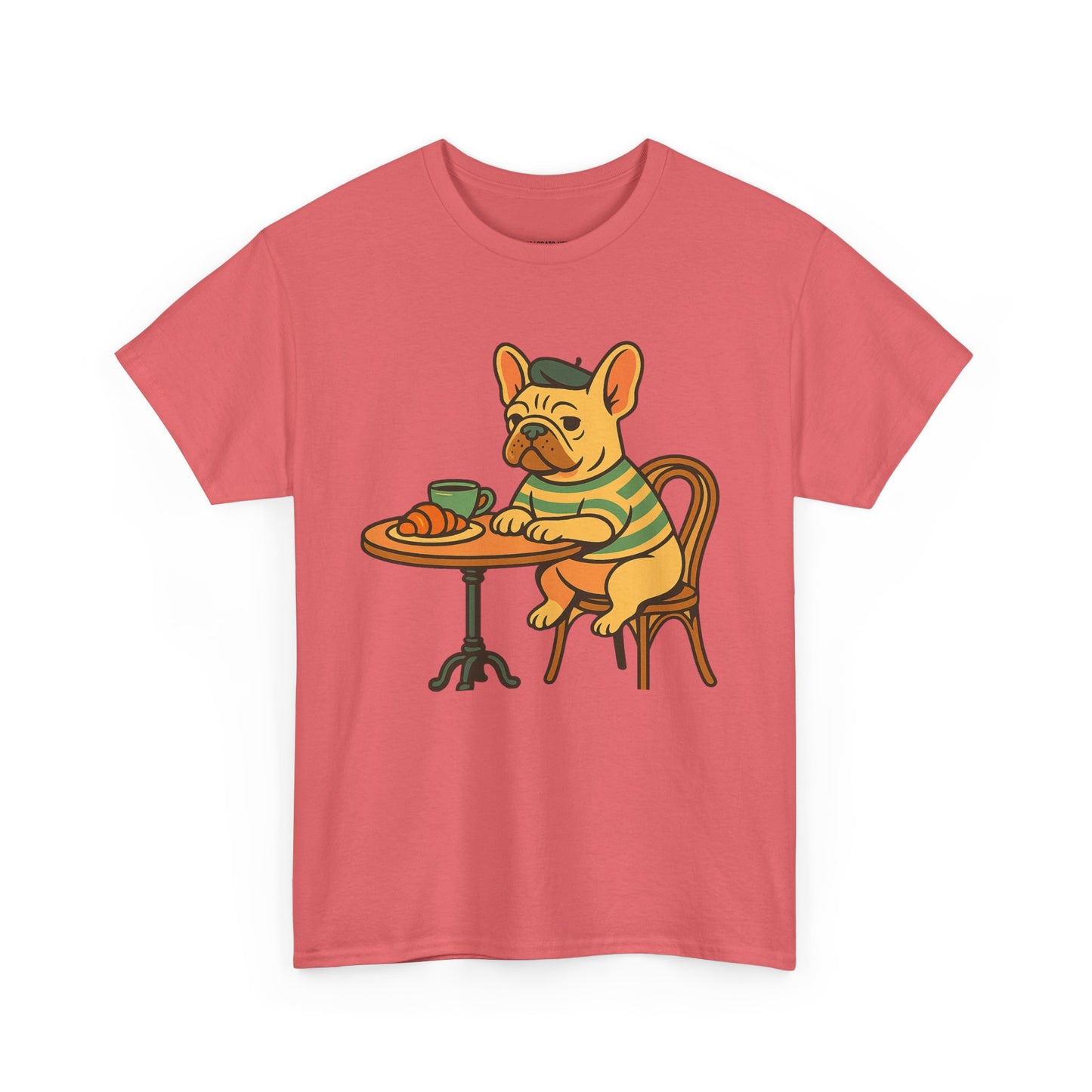 Bonjour Bark – French Bulldog Café Vibes, Vintage-Inspired Coffee Dog Tee, Perfect for Dog Lovers, Cafes, Birthdays, and Everyday Comfort, Unisex Cotton Shirt, Cute and Whimsical