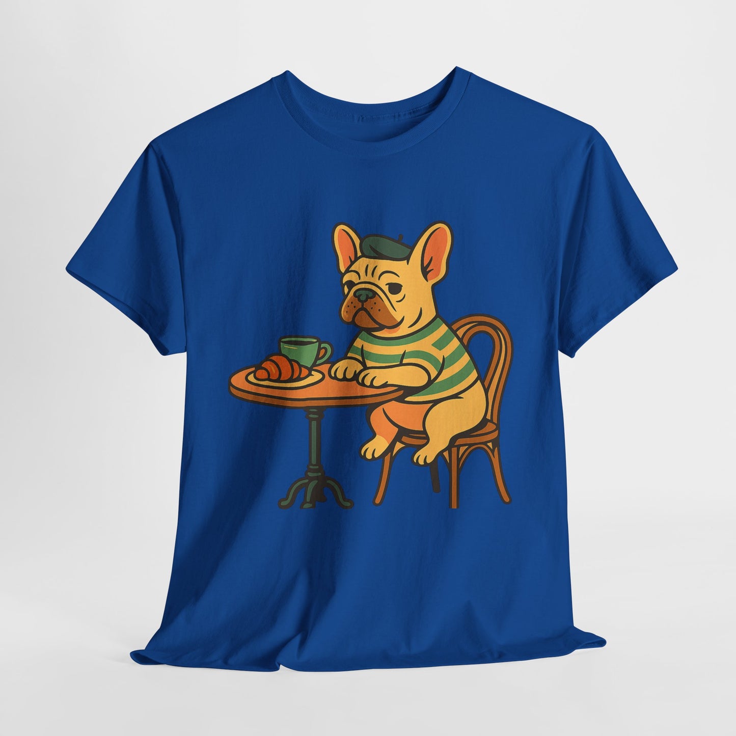 Bonjour Bark – French Bulldog Café Vibes, Vintage-Inspired Coffee Dog Tee, Perfect for Dog Lovers, Cafes, Birthdays, and Everyday Comfort, Unisex Cotton Shirt, Cute and Whimsical