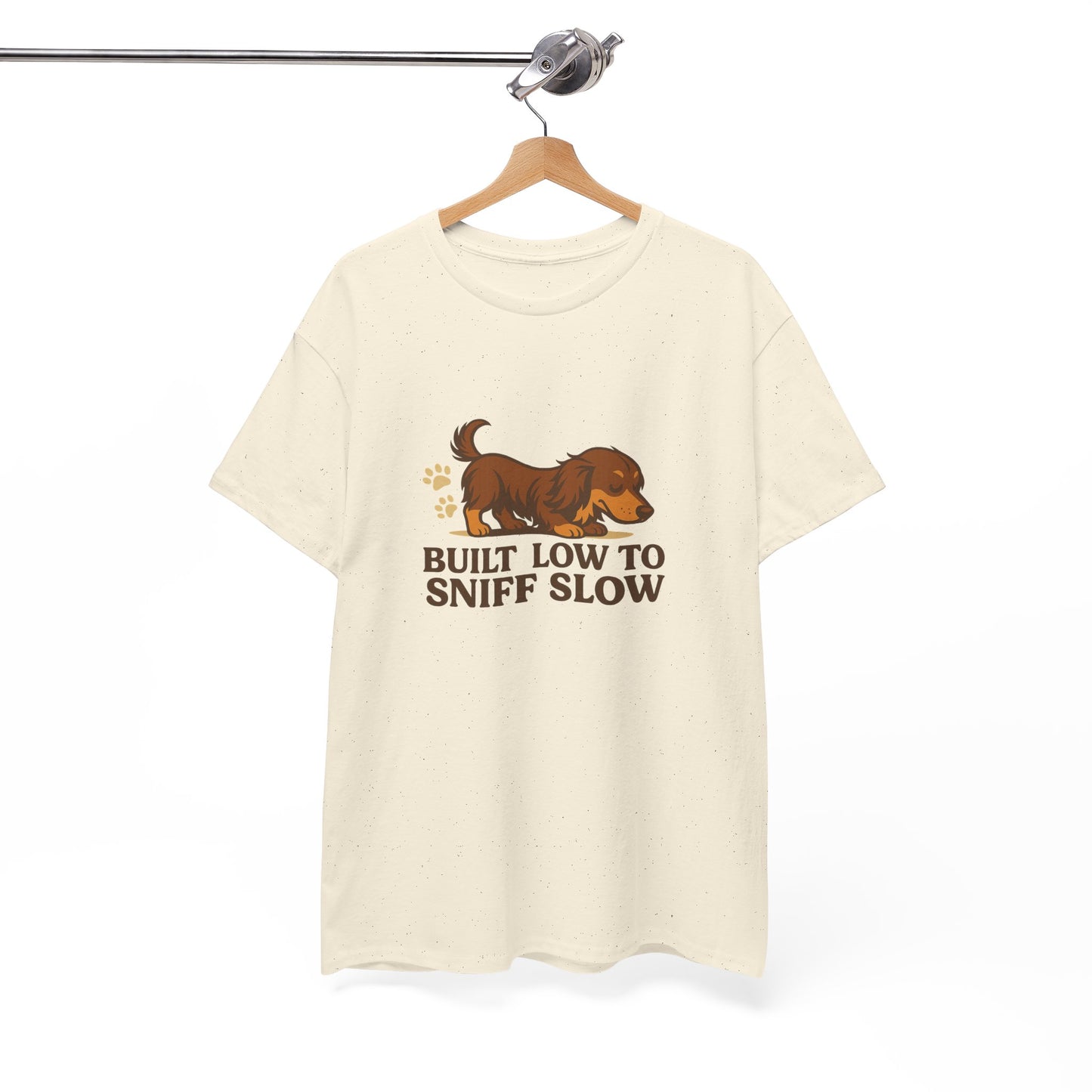 Built Low to Sniff Slow Unisex Heavy Cotton Tee - Cute Pet Shirt, Animal Tee, Dog Dad Apparel, Gift for Dog Owners