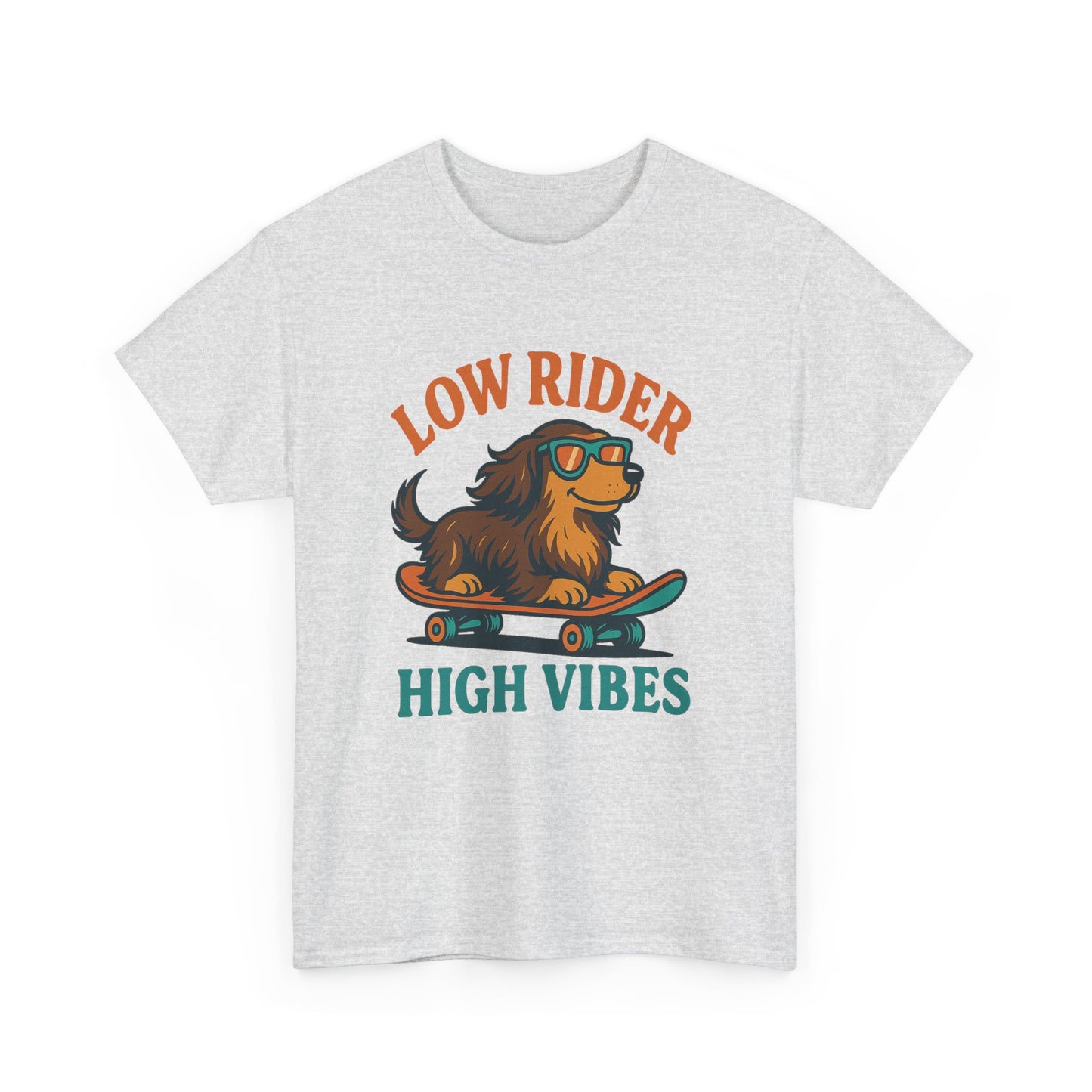 Low Rider High Vibes Dachshund Tee – Cool Dog Skateboard Shirt for Pet Lovers