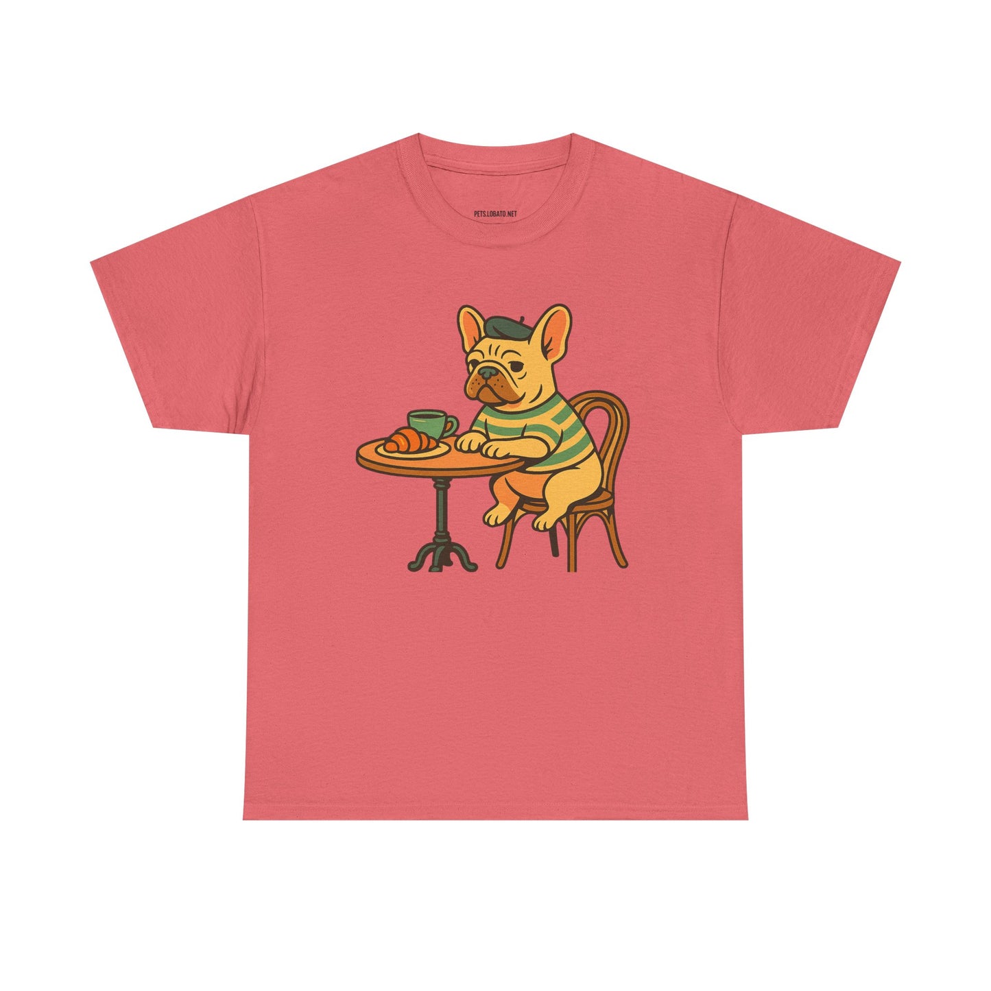 Bonjour Bark – French Bulldog Café Vibes, Vintage-Inspired Coffee Dog Tee, Perfect for Dog Lovers, Cafes, Birthdays, and Everyday Comfort, Unisex Cotton Shirt, Cute and Whimsical