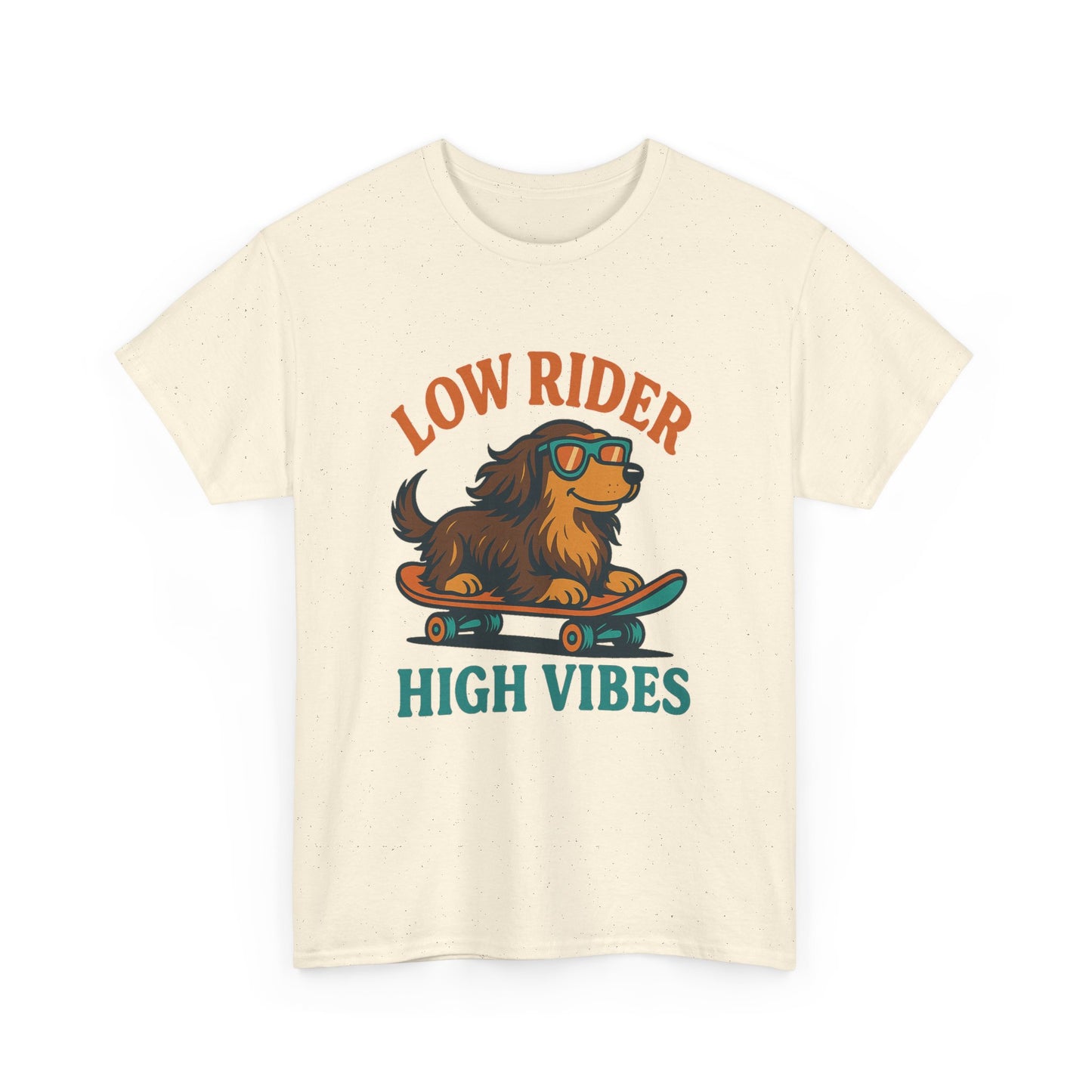 Low Rider High Vibes Dachshund Tee – Cool Dog Skateboard Shirt for Pet Lovers