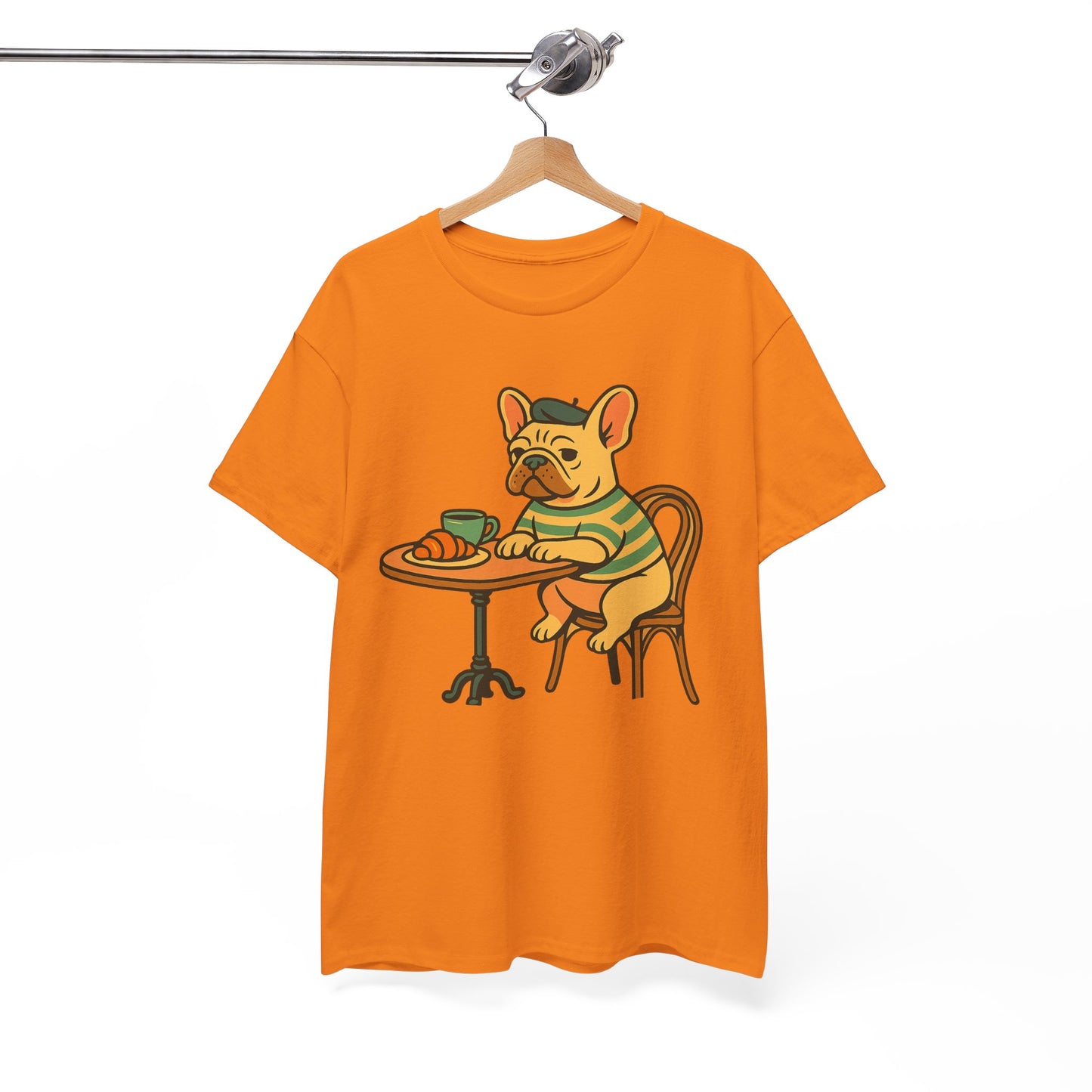 Bonjour Bark – French Bulldog Café Vibes, Vintage-Inspired Coffee Dog Tee, Perfect for Dog Lovers, Cafes, Birthdays, and Everyday Comfort, Unisex Cotton Shirt, Cute and Whimsical