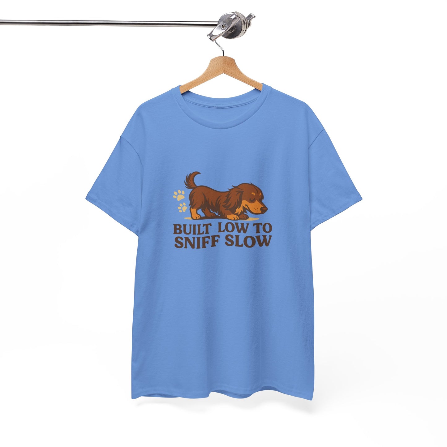 Built Low to Sniff Slow Unisex Heavy Cotton Tee - Cute Pet Shirt, Animal Tee, Dog Dad Apparel, Gift for Dog Owners