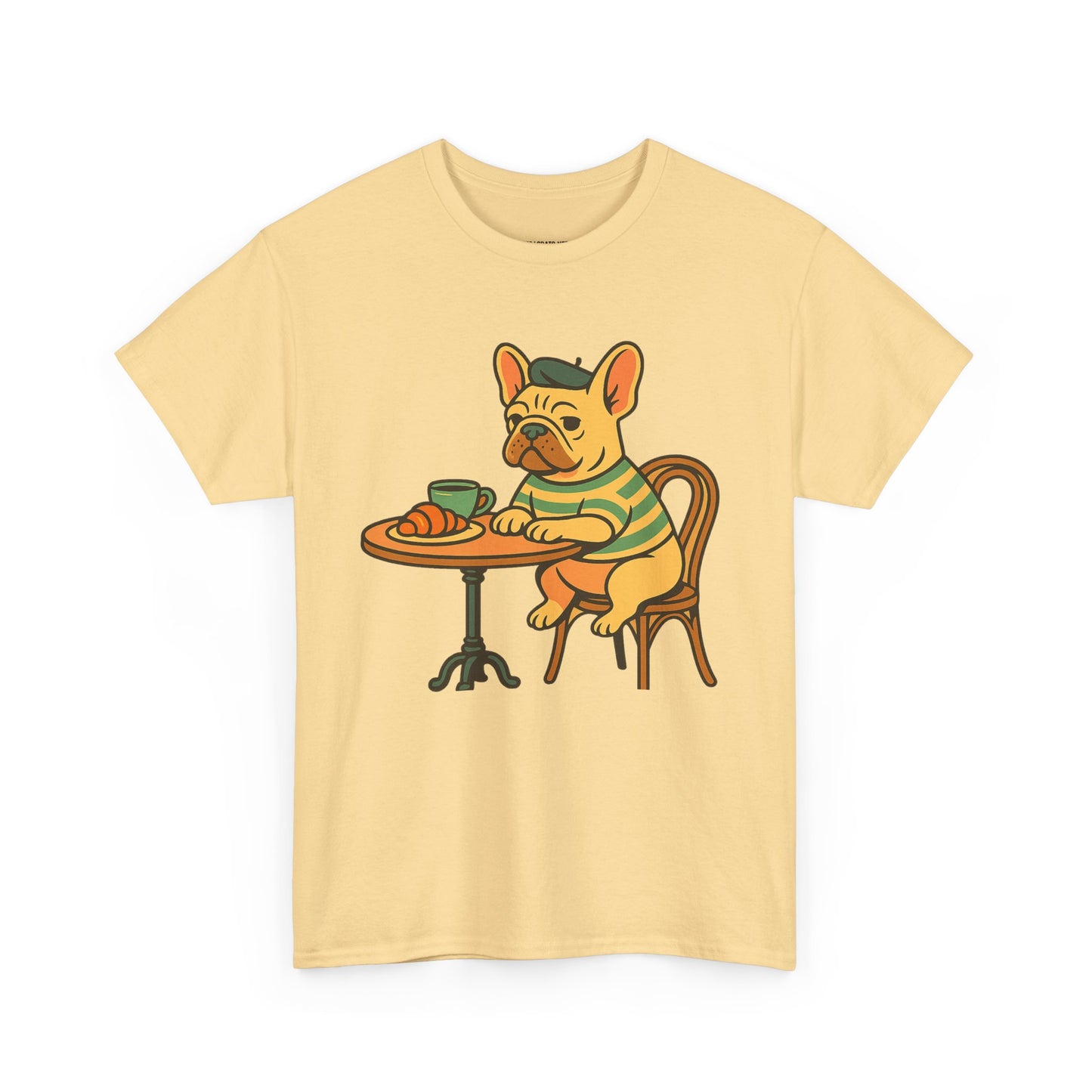 Bonjour Bark – French Bulldog Café Vibes, Vintage-Inspired Coffee Dog Tee, Perfect for Dog Lovers, Cafes, Birthdays, and Everyday Comfort, Unisex Cotton Shirt, Cute and Whimsical