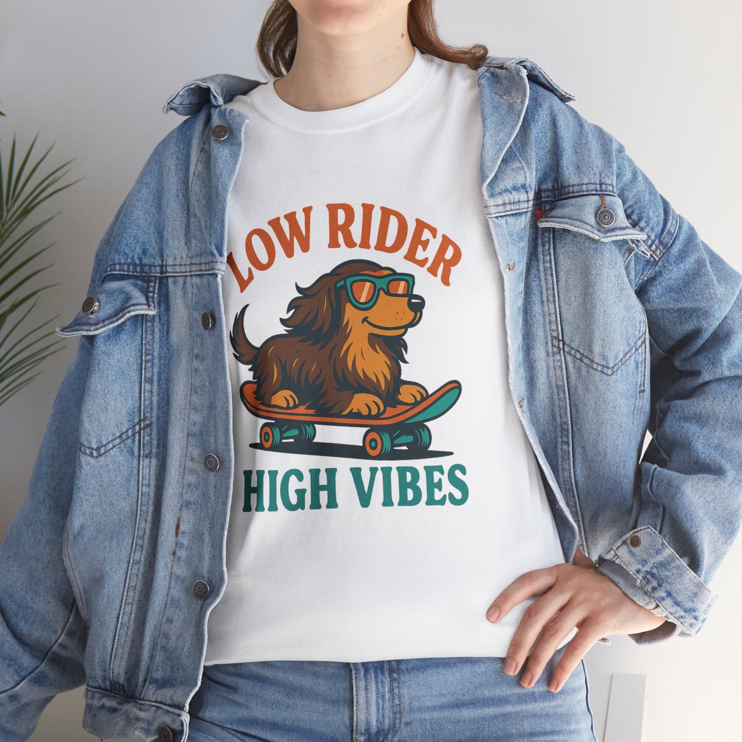 Low Rider High Vibes Dachshund Tee – Cool Dog Skateboard Shirt for Pet Lovers