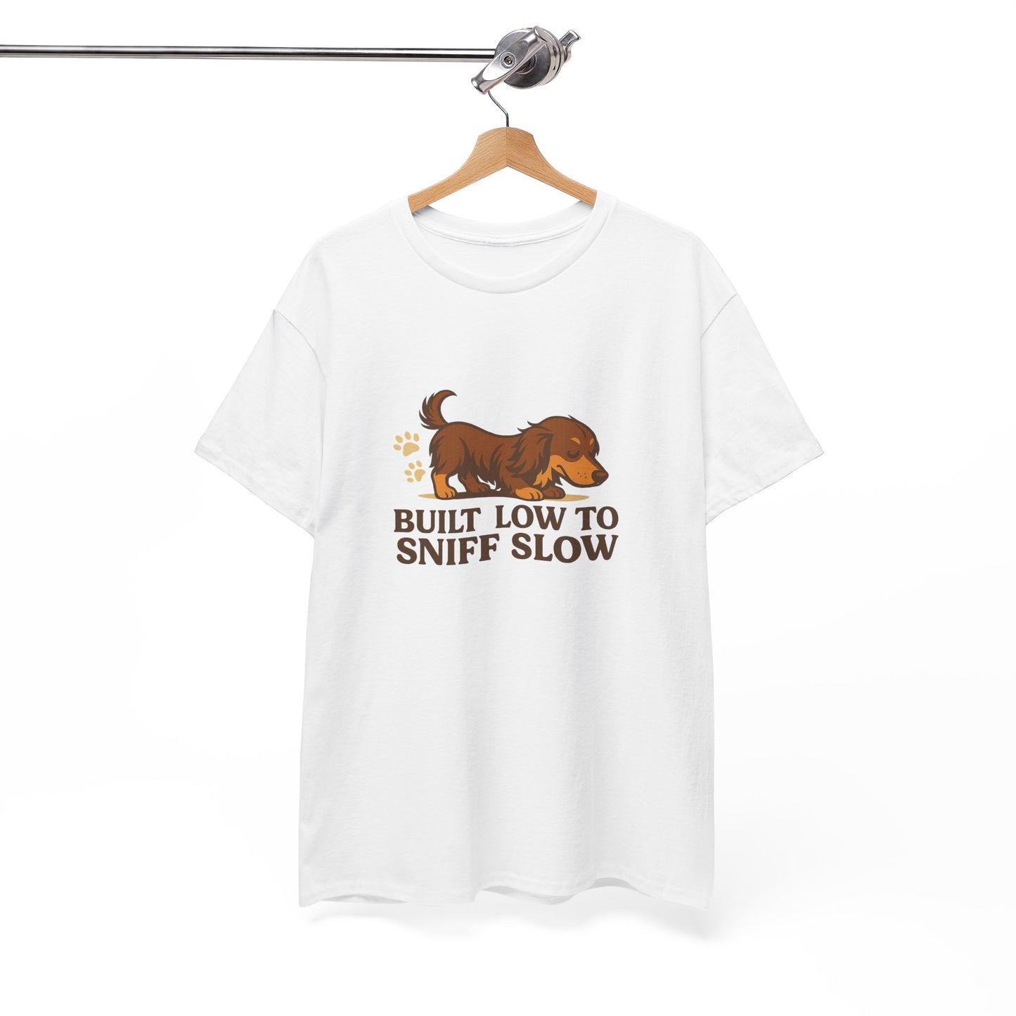 Built Low to Sniff Slow Unisex Heavy Cotton Tee - Cute Pet Shirt, Animal Tee, Dog Dad Apparel, Gift for Dog Owners