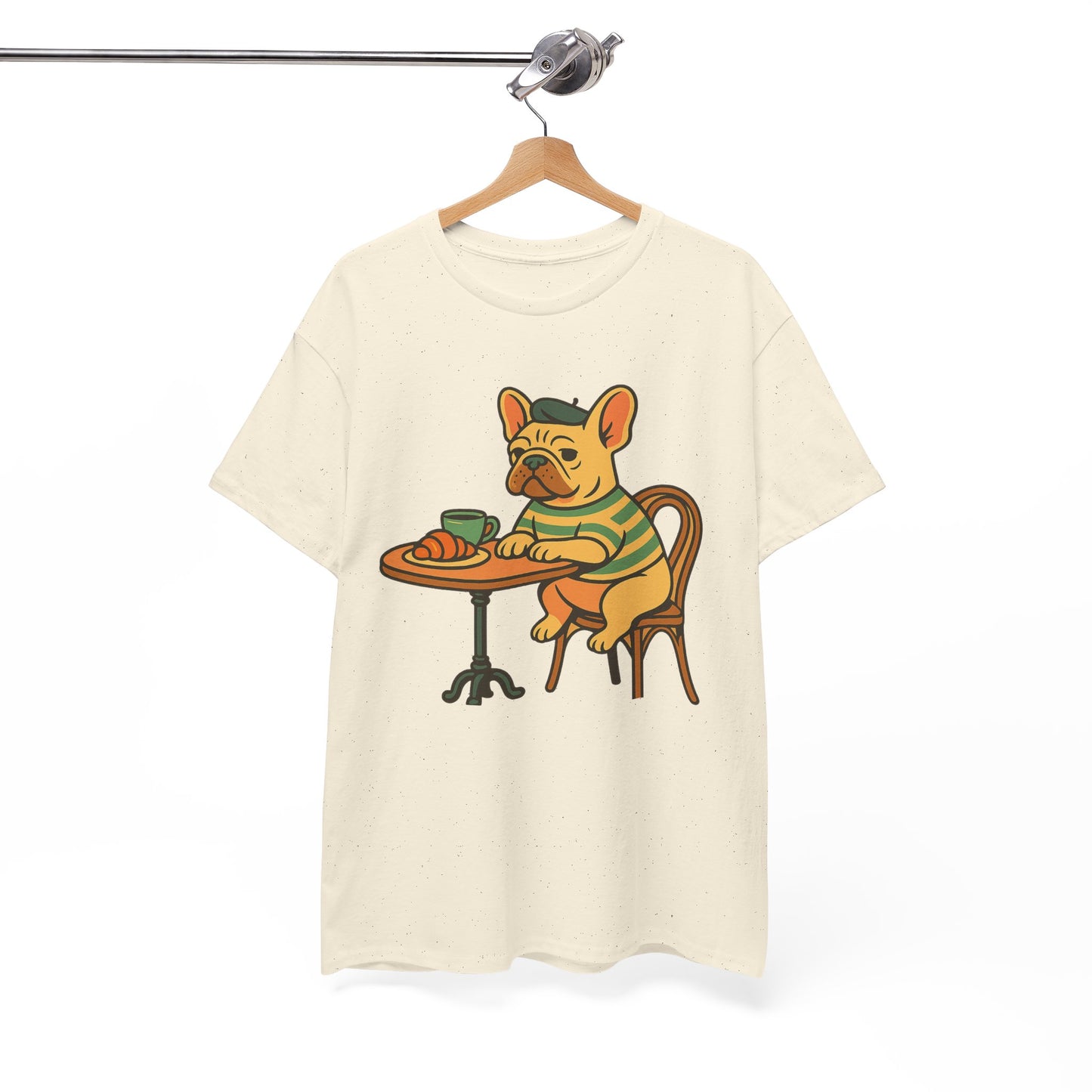 Bonjour Bark – French Bulldog Café Vibes, Vintage-Inspired Coffee Dog Tee, Perfect for Dog Lovers, Cafes, Birthdays, and Everyday Comfort, Unisex Cotton Shirt, Cute and Whimsical