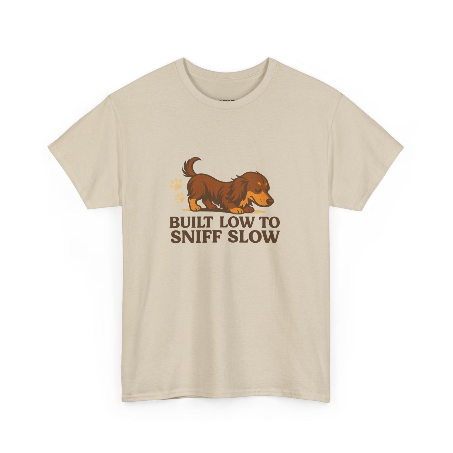Built Low to Sniff Slow Unisex Heavy Cotton Tee - Cute Pet Shirt, Animal Tee, Dog Dad Apparel, Gift for Dog Owners