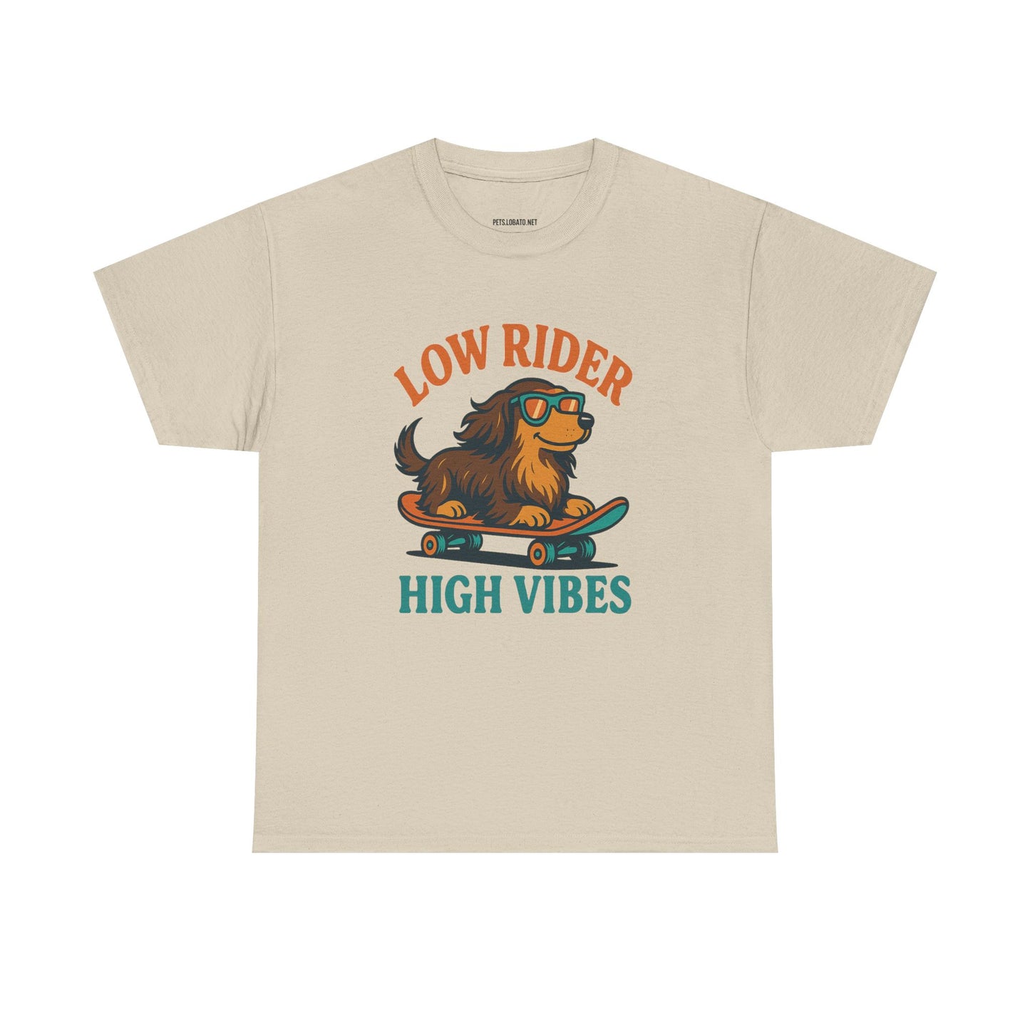 Low Rider High Vibes Dachshund Tee – Cool Dog Skateboard Shirt for Pet Lovers