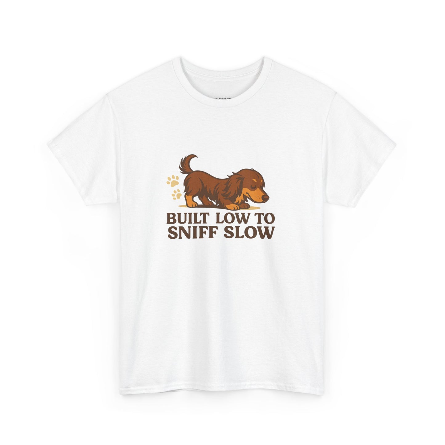 Built Low to Sniff Slow Unisex Heavy Cotton Tee - Cute Pet Shirt, Animal Tee, Dog Dad Apparel, Gift for Dog Owners