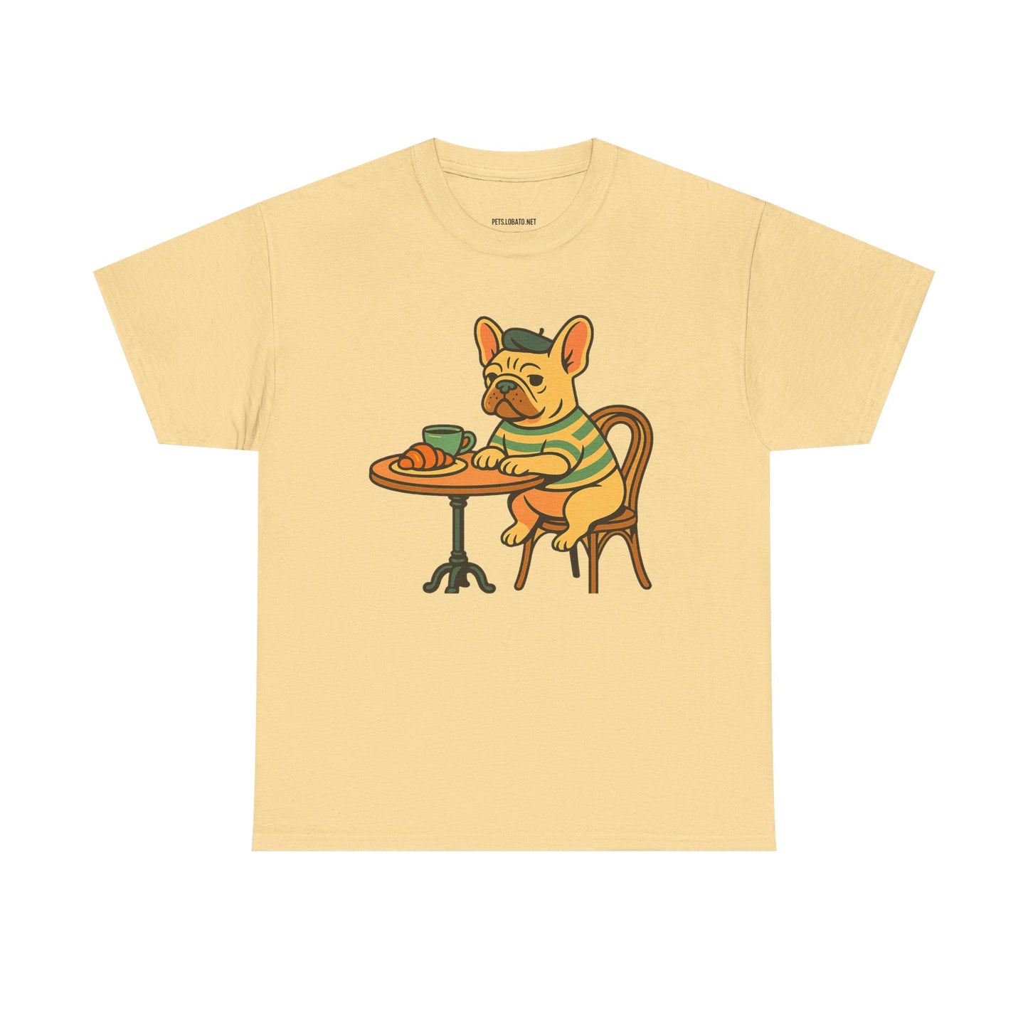 Bonjour Bark – French Bulldog Café Vibes, Vintage-Inspired Coffee Dog Tee, Perfect for Dog Lovers, Cafes, Birthdays, and Everyday Comfort, Unisex Cotton Shirt, Cute and Whimsical